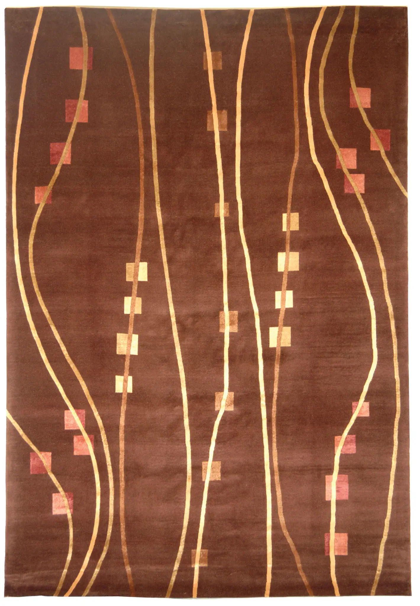 Tibetan Abstract Wavy Stripe Hand-Knotted Rug
