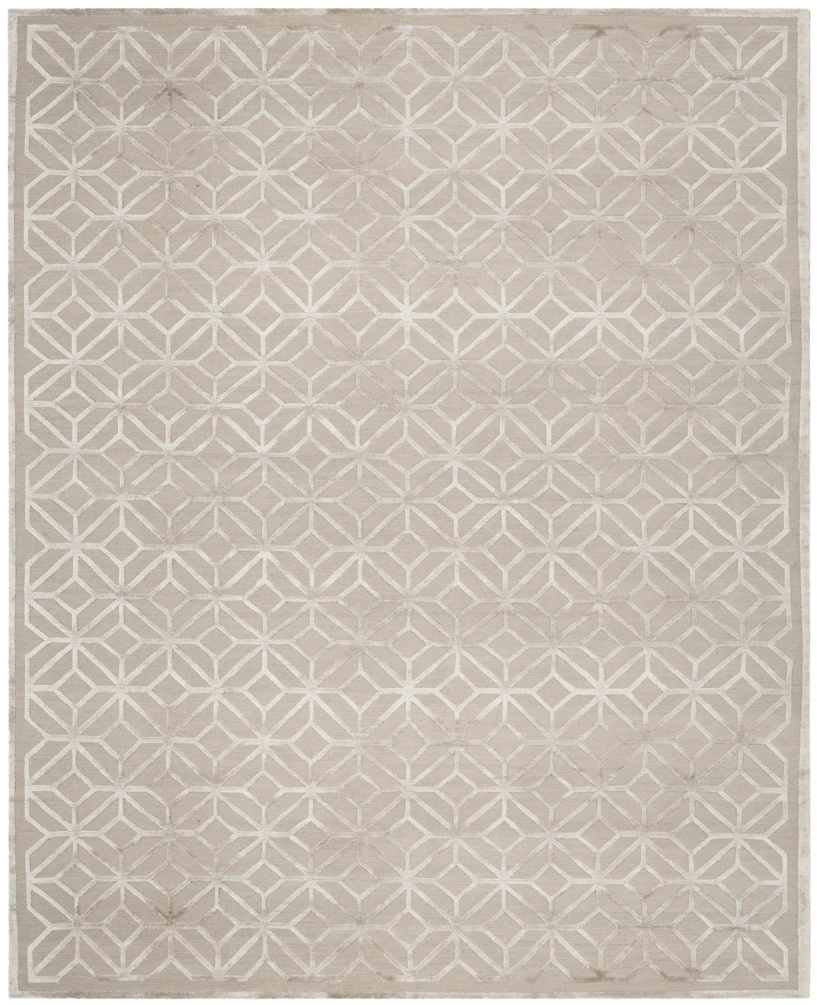 Tibetan Interlocking Lattice Hand-Knotted Rug
