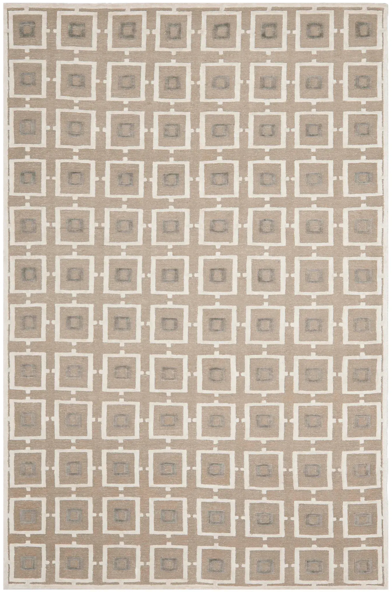 Tibetan Nested Square Hand-Knotted Rug