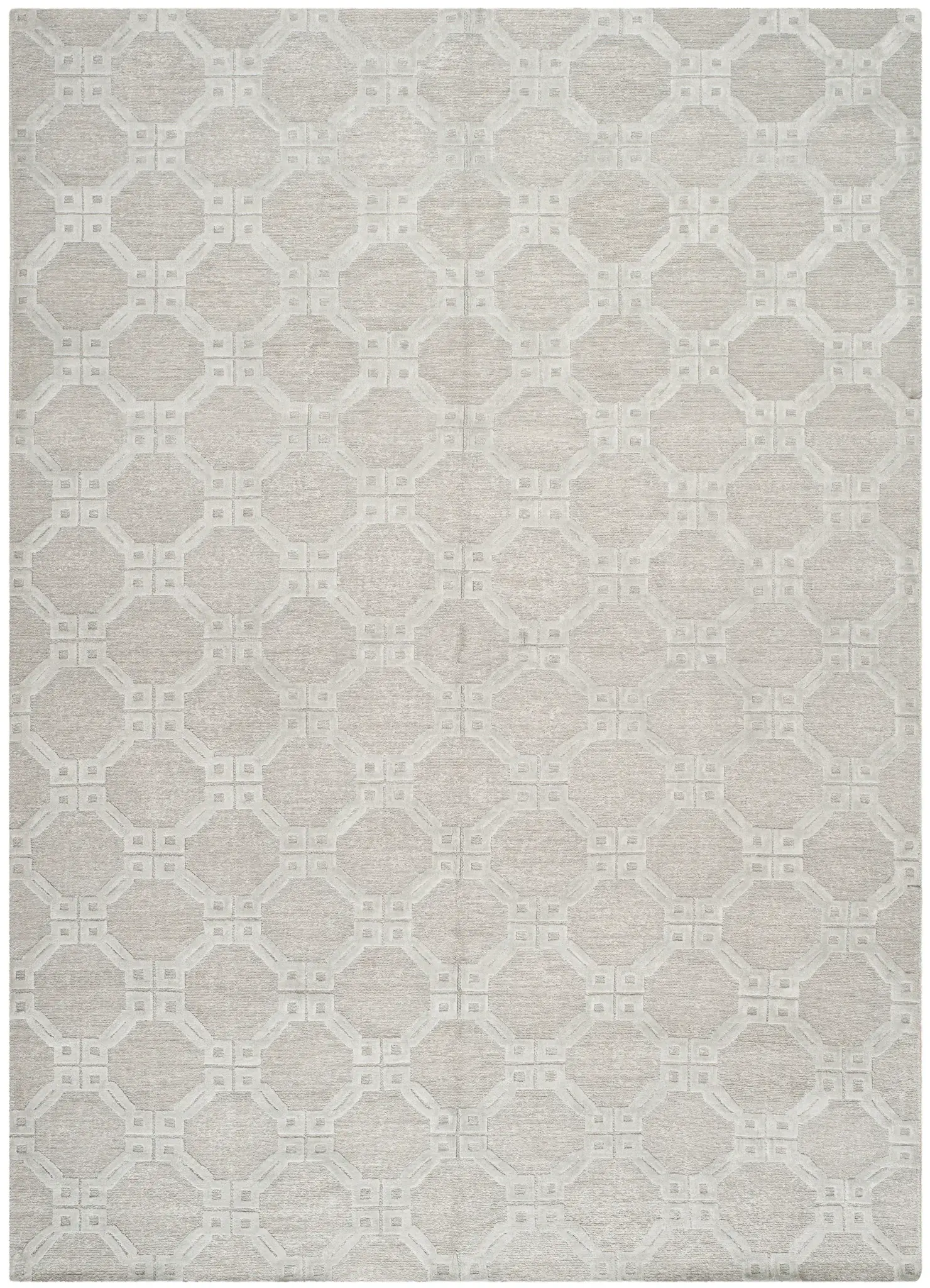 Tibetan Geometric Ring Trellis Hand-Knotted Rug