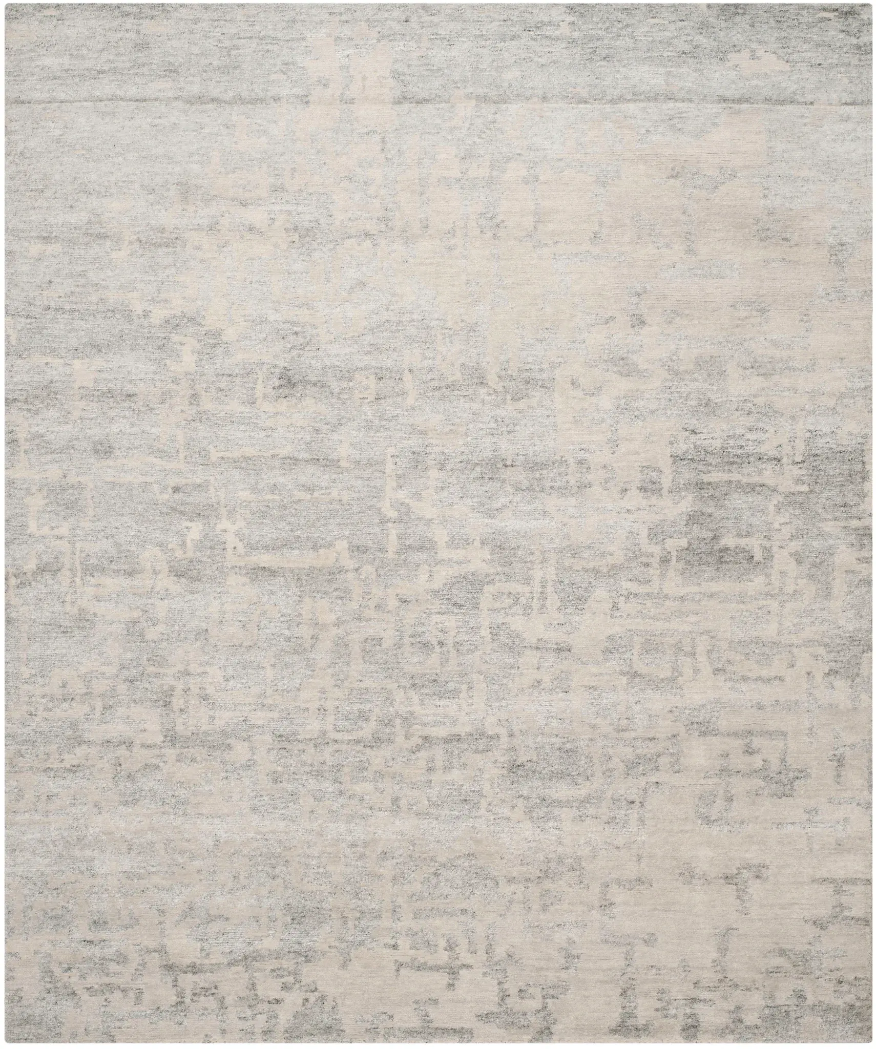 Tibetan Distressed Abstract Hand-Knotted Rug