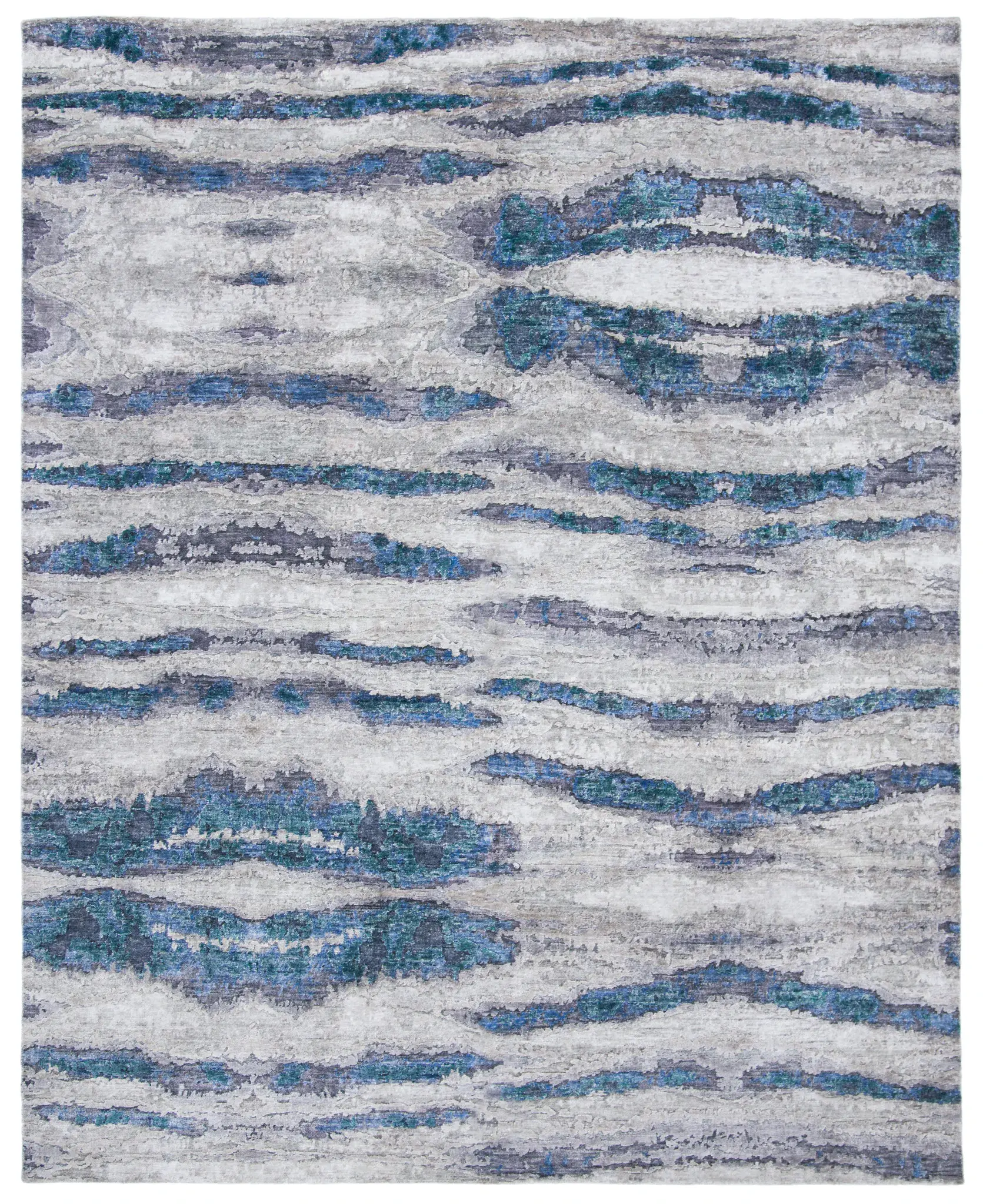 Tibetan Abstract Stripe Hand-Knotted Viscose Rug