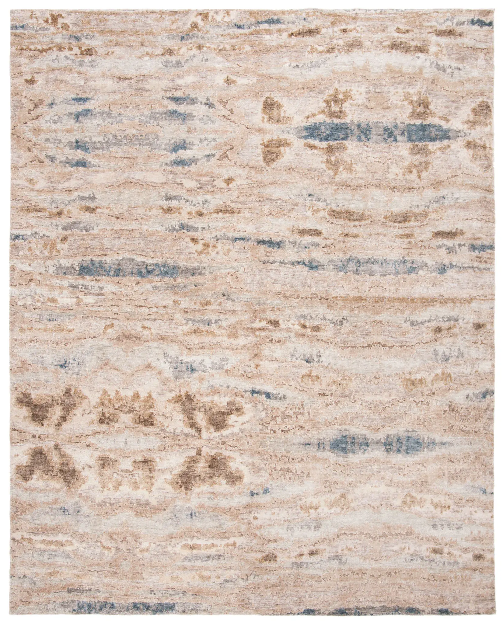 Tibetan Abstract Stripe Hand-Knotted Viscose Rug
