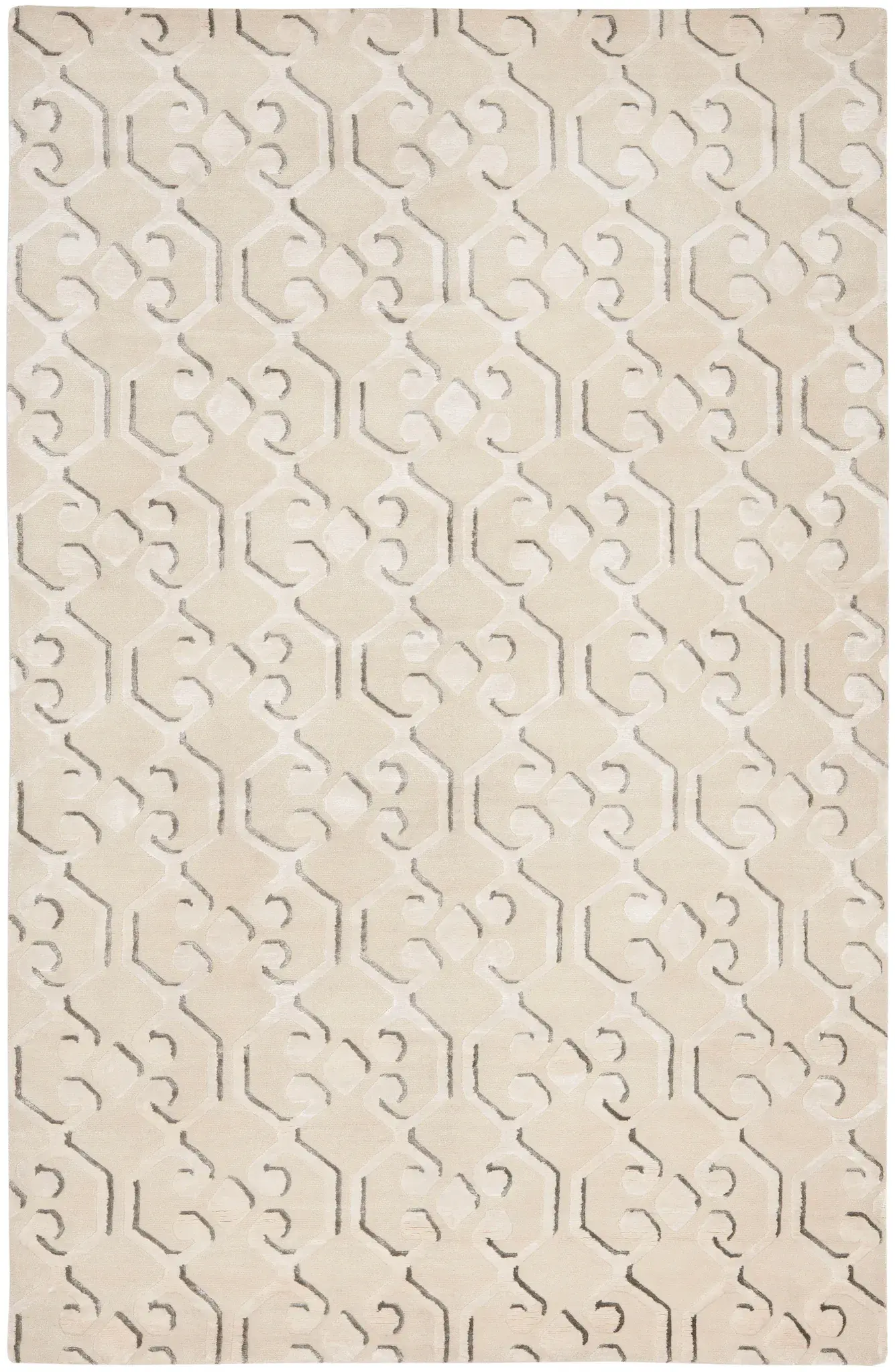 Tibetan Geometric Lattice Hand-Knotted Rug