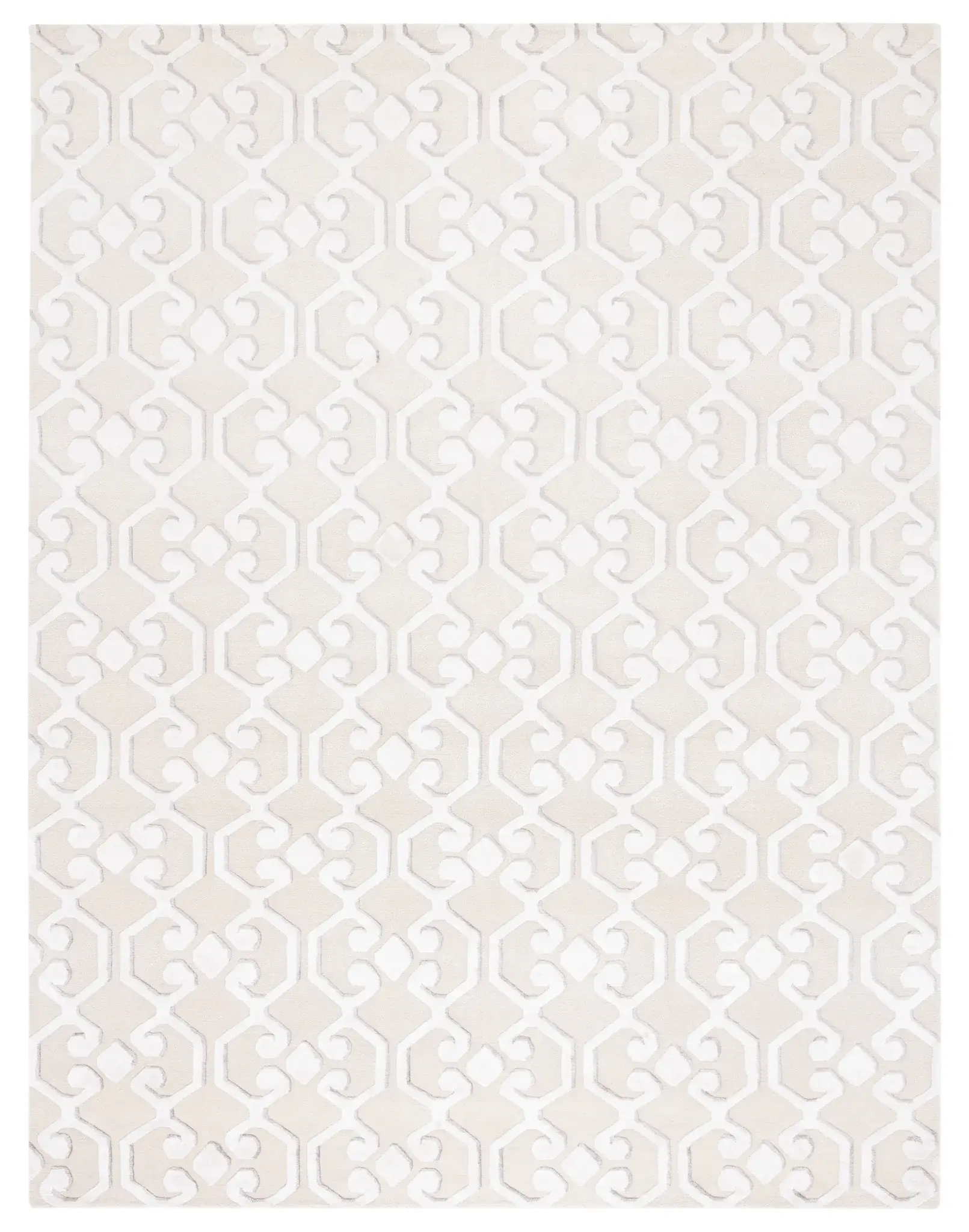 Tibetan Geometric Lattice Hand-Knotted Rug