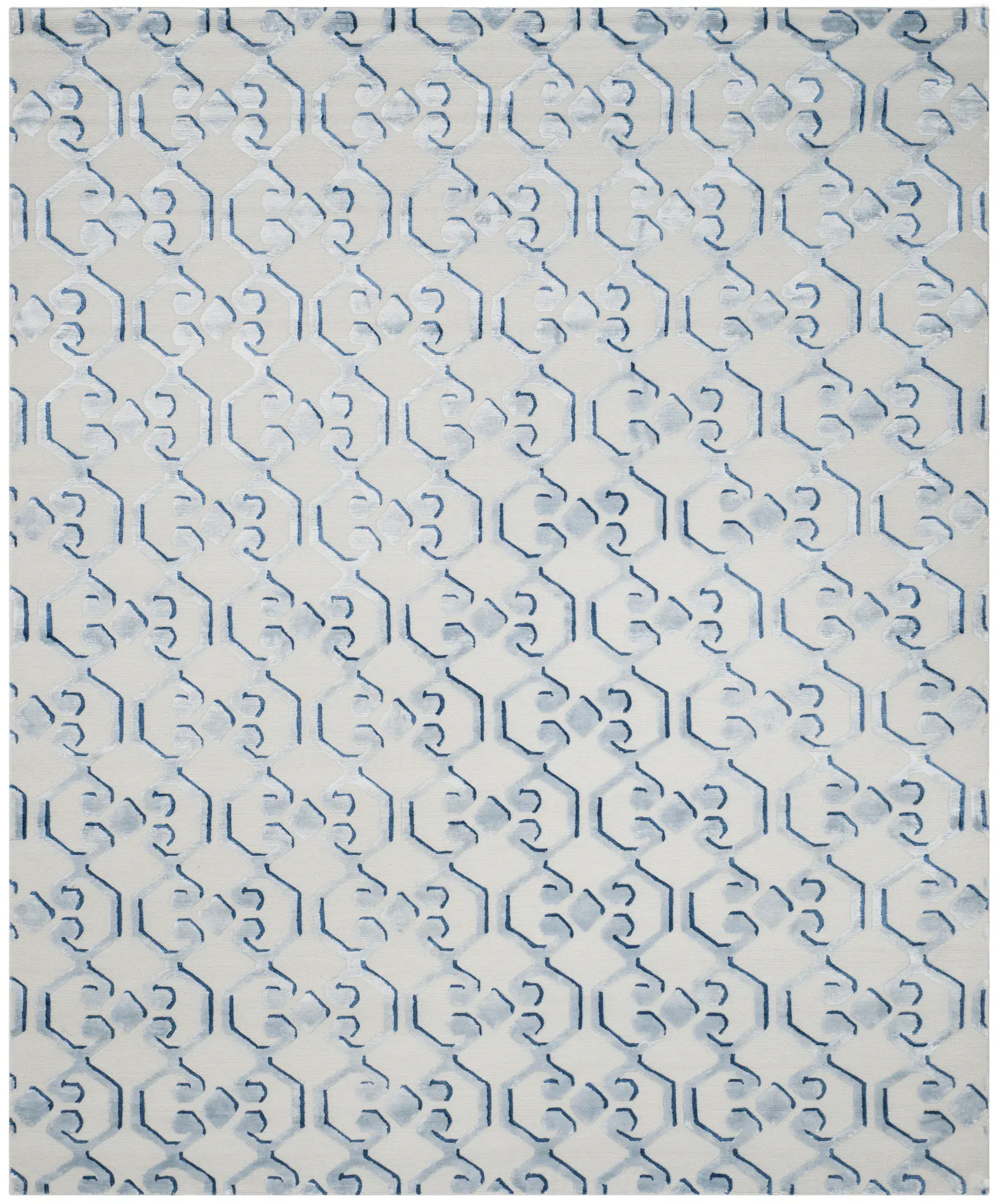 Tibetan Geometric Lattice Hand-Knotted Rug