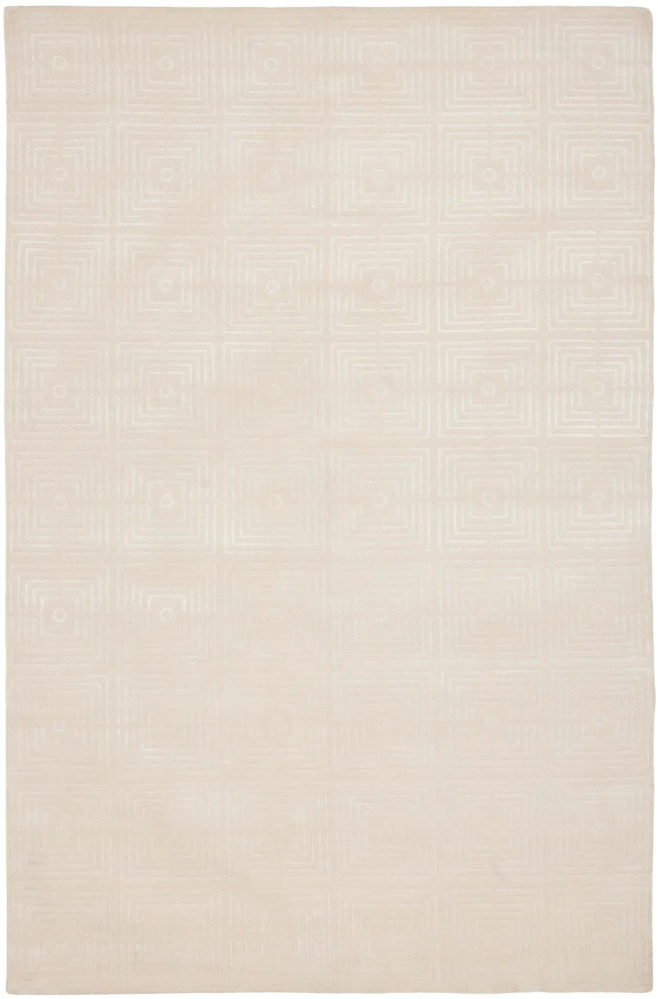 Tibetan Concentric Square Hand-Knotted Rug