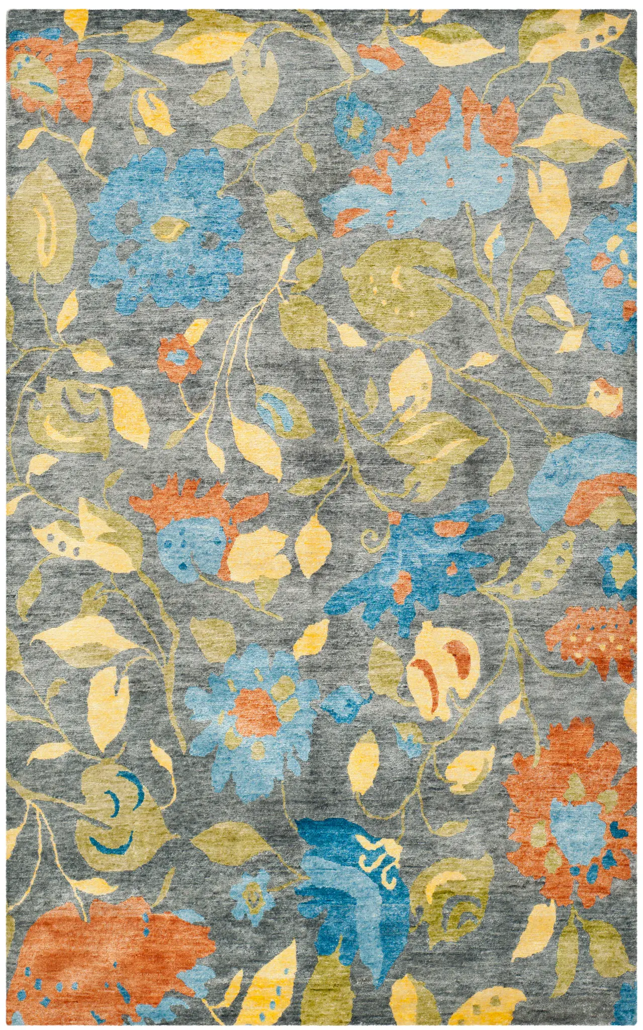 Tibetan Vineyard Allover Floral Hand-Knotted Rug