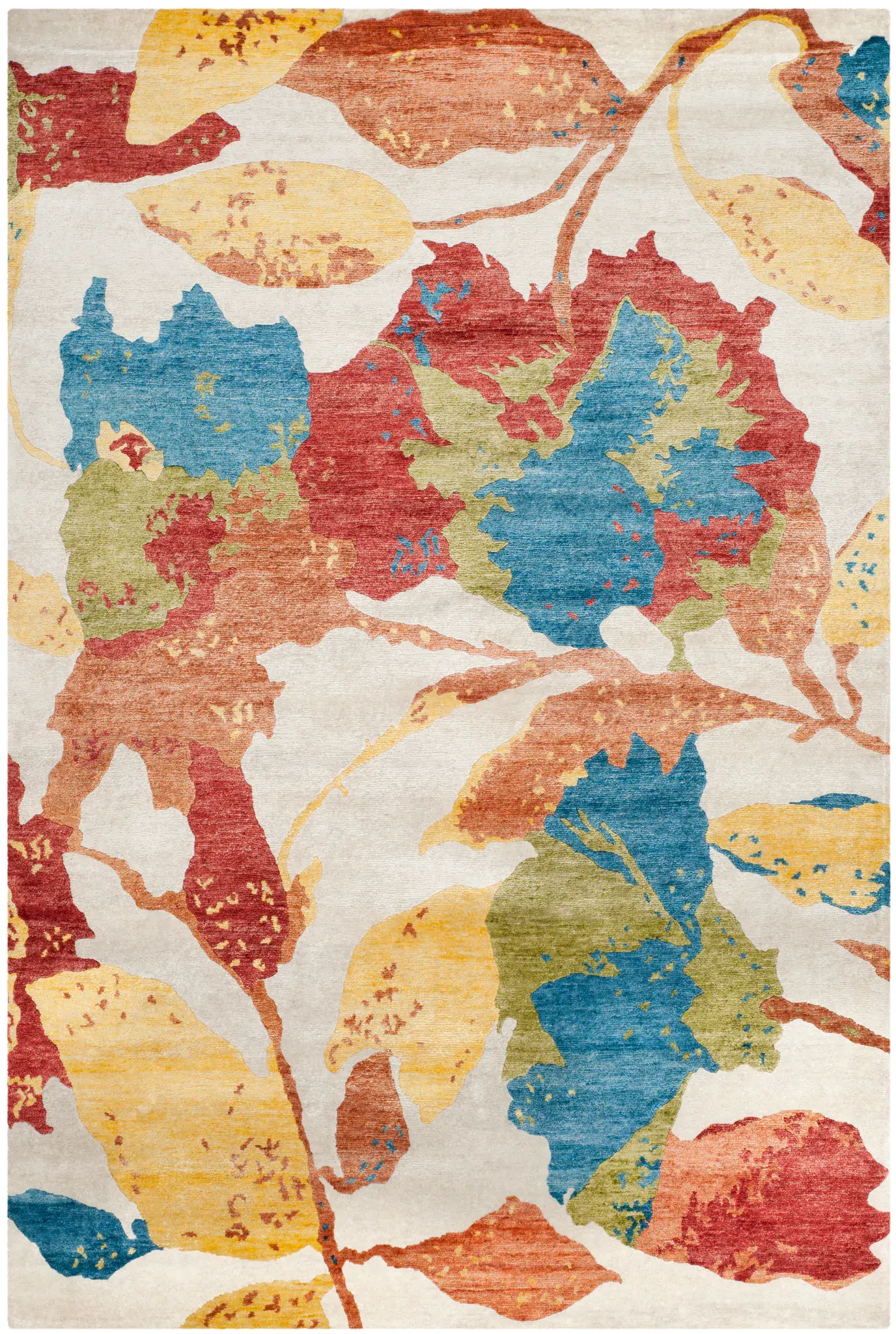 Tibetan Modern Floral Hand-Knotted Rug