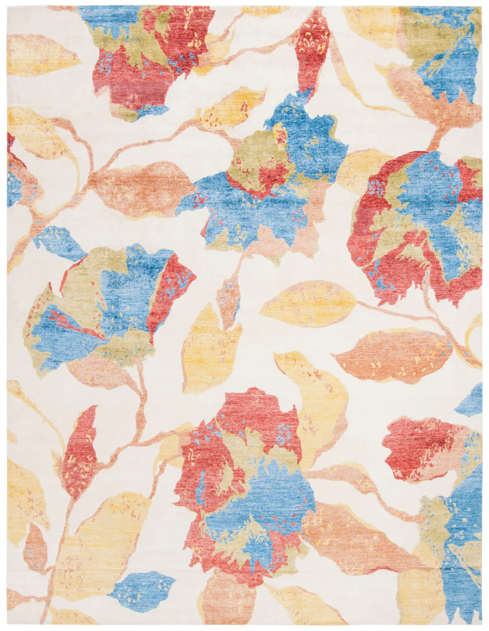 Tibetan Modern Floral Hand-Knotted Rug