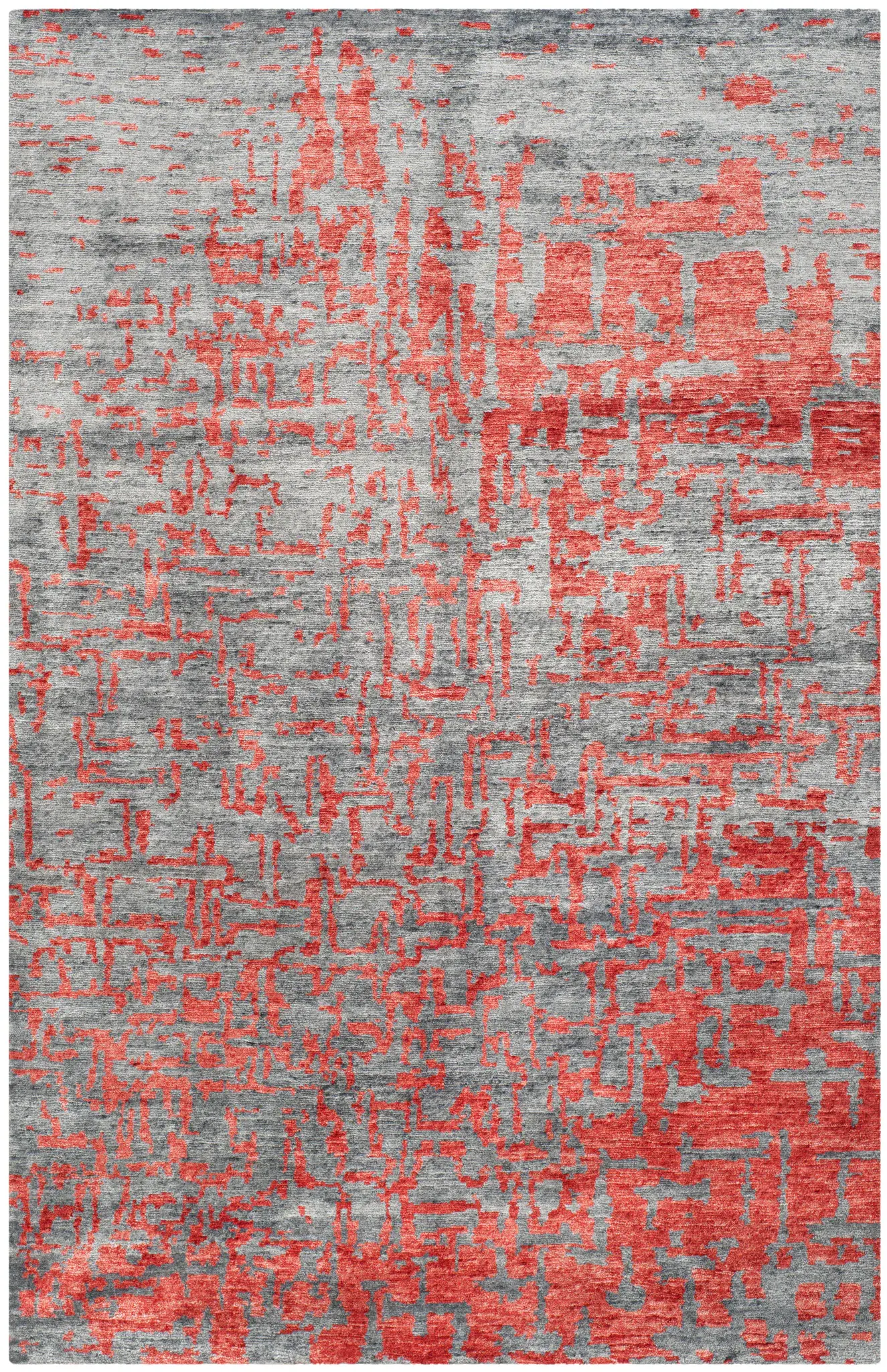 Tibetan Abstract Grid Hand-Knotted Rug