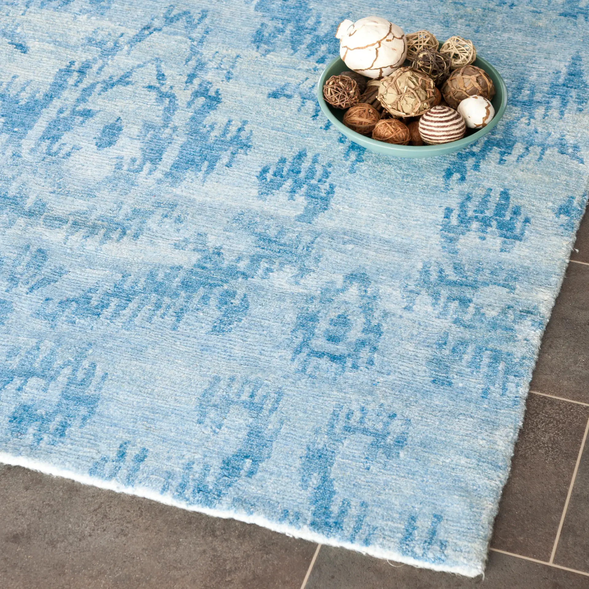 Tibetan Transitional Faded Ikat Hand-Knotted Rug