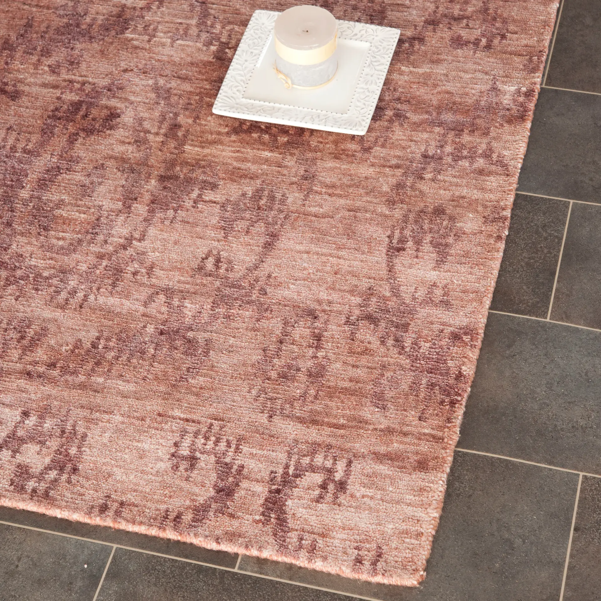 Tibetan Transitional Faded Ikat Hand-Knotted Rug
