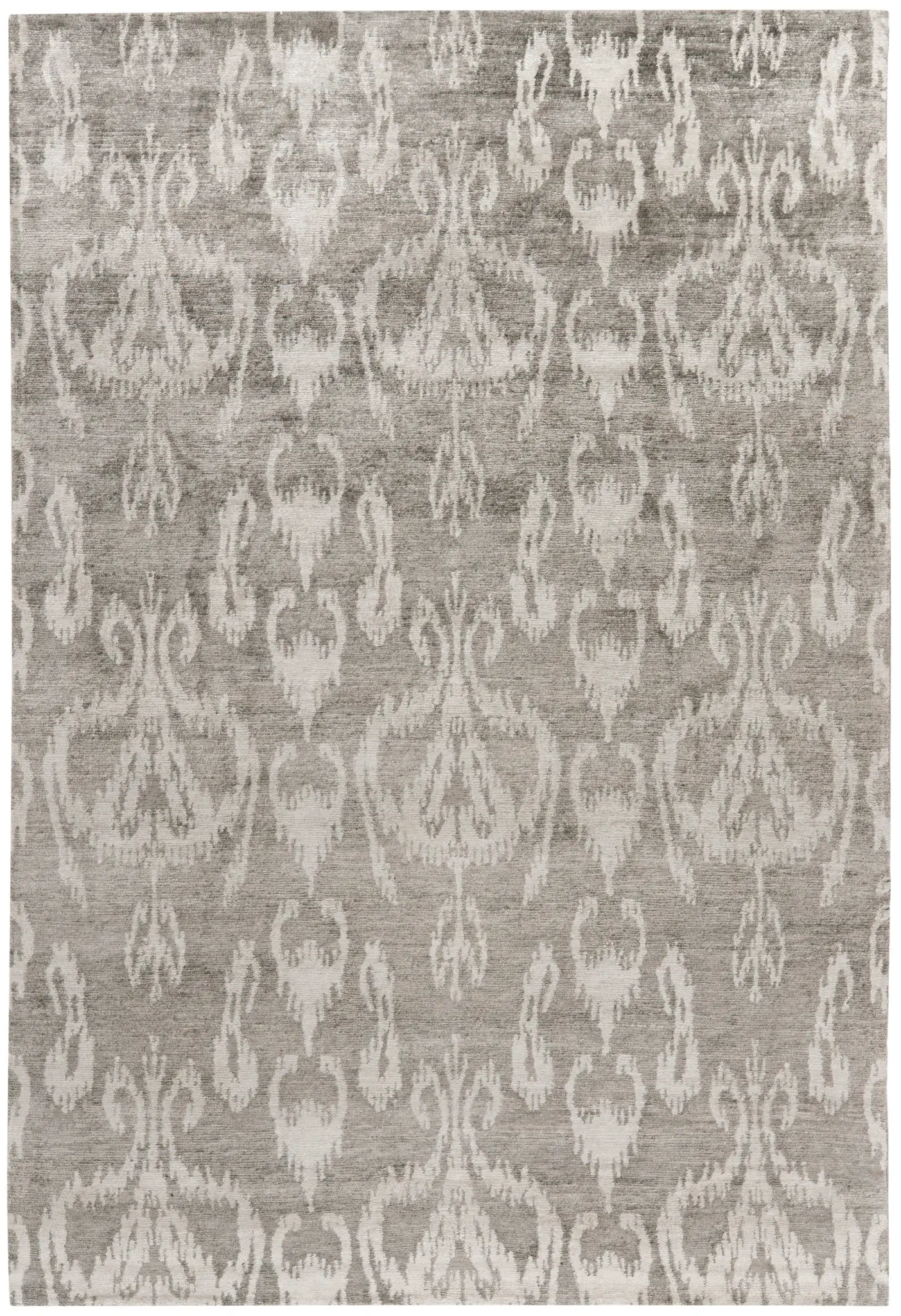 Tibetan Bohemian Feathered Ikat Hand-Knotted Rug