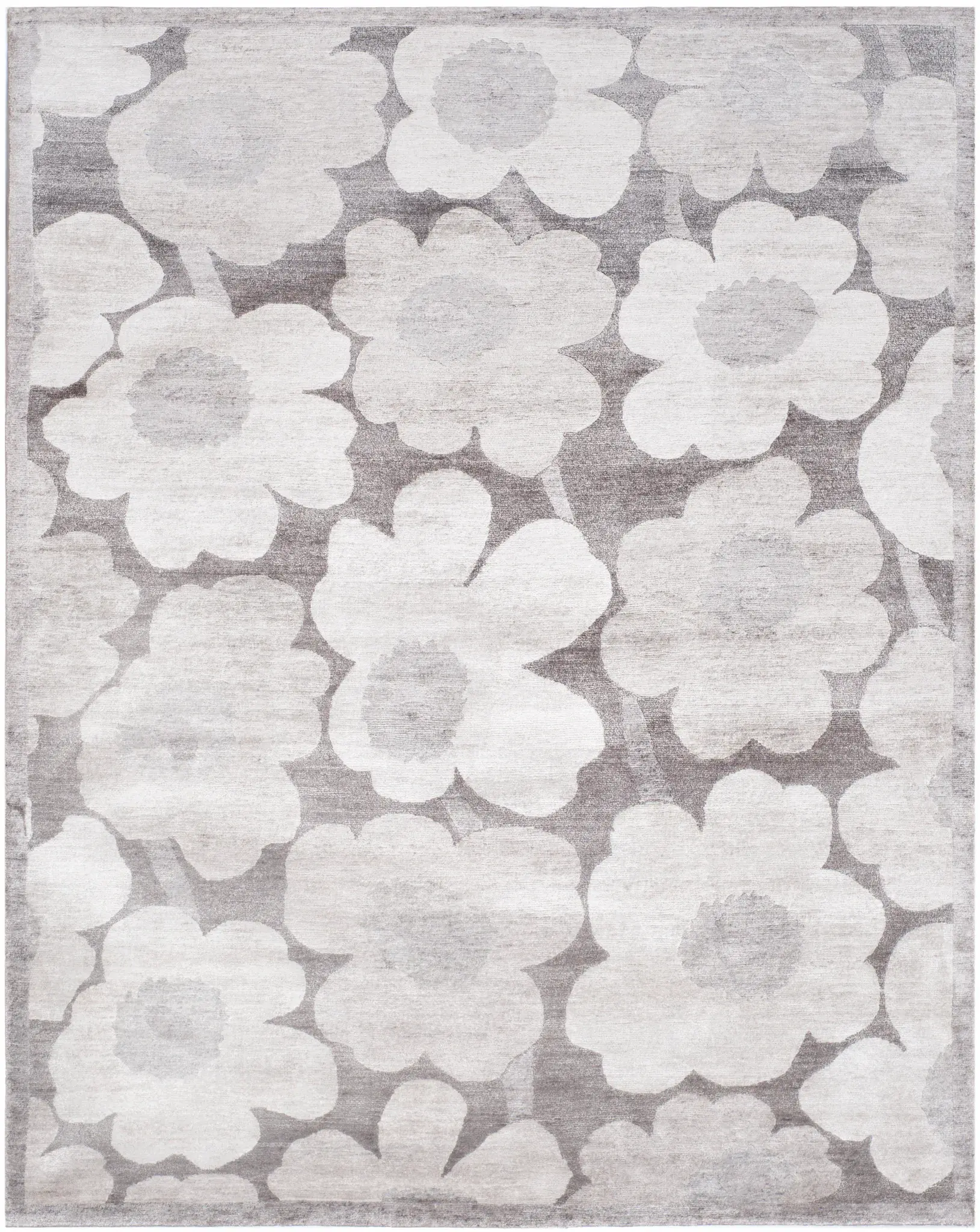 Tibetan Scandinavian Oversized Floral Hand-Knotted Rug