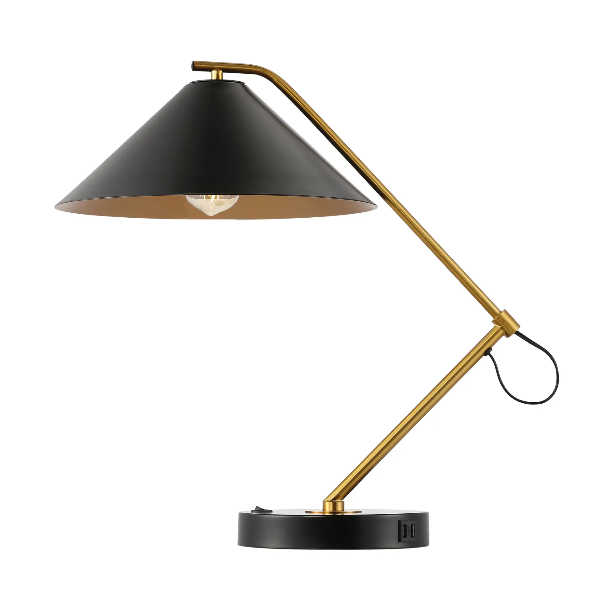 Moseby, 21 Inch, Black / Brass, Iron Table Lamp W / Usb Port
