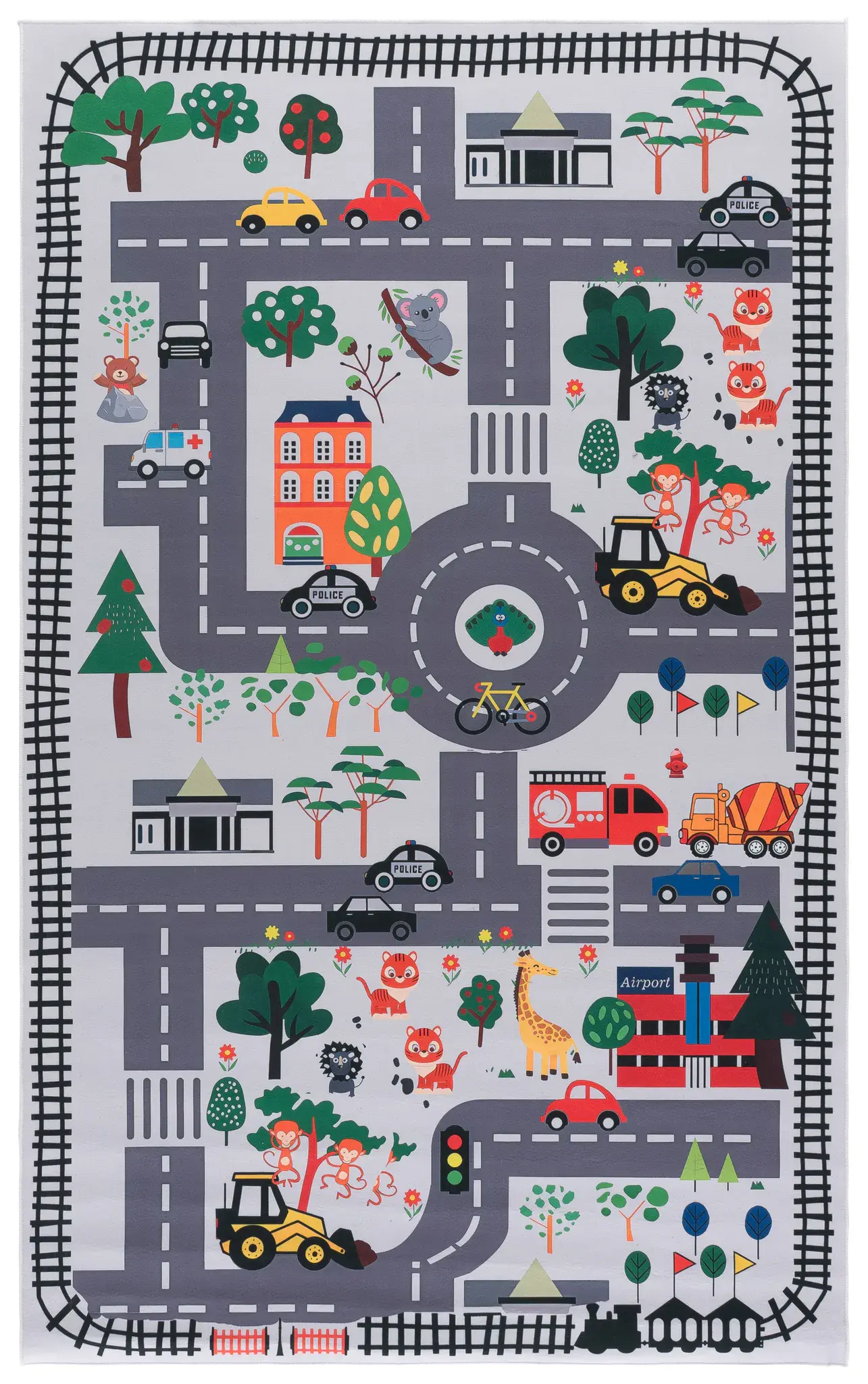 Tacoma Kids Road And Rail Washable Rug