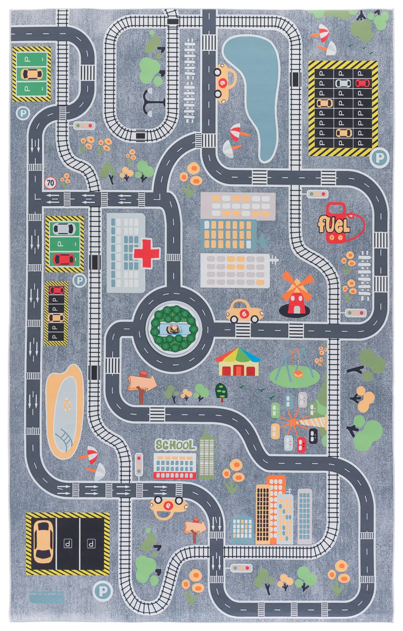 Tacoma Kids City Map Washable Rug
