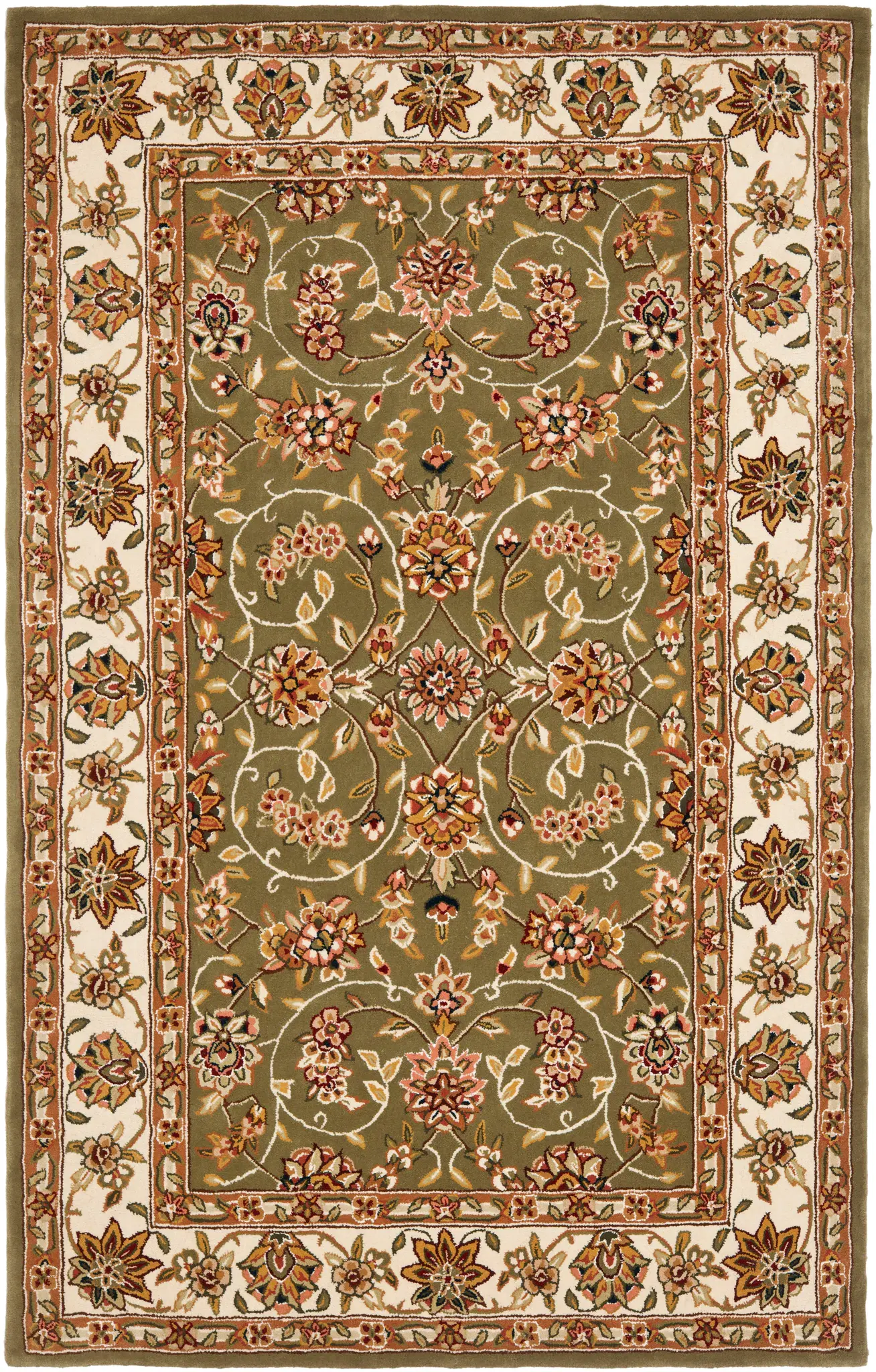 Traditions Floral Border Wool Rug