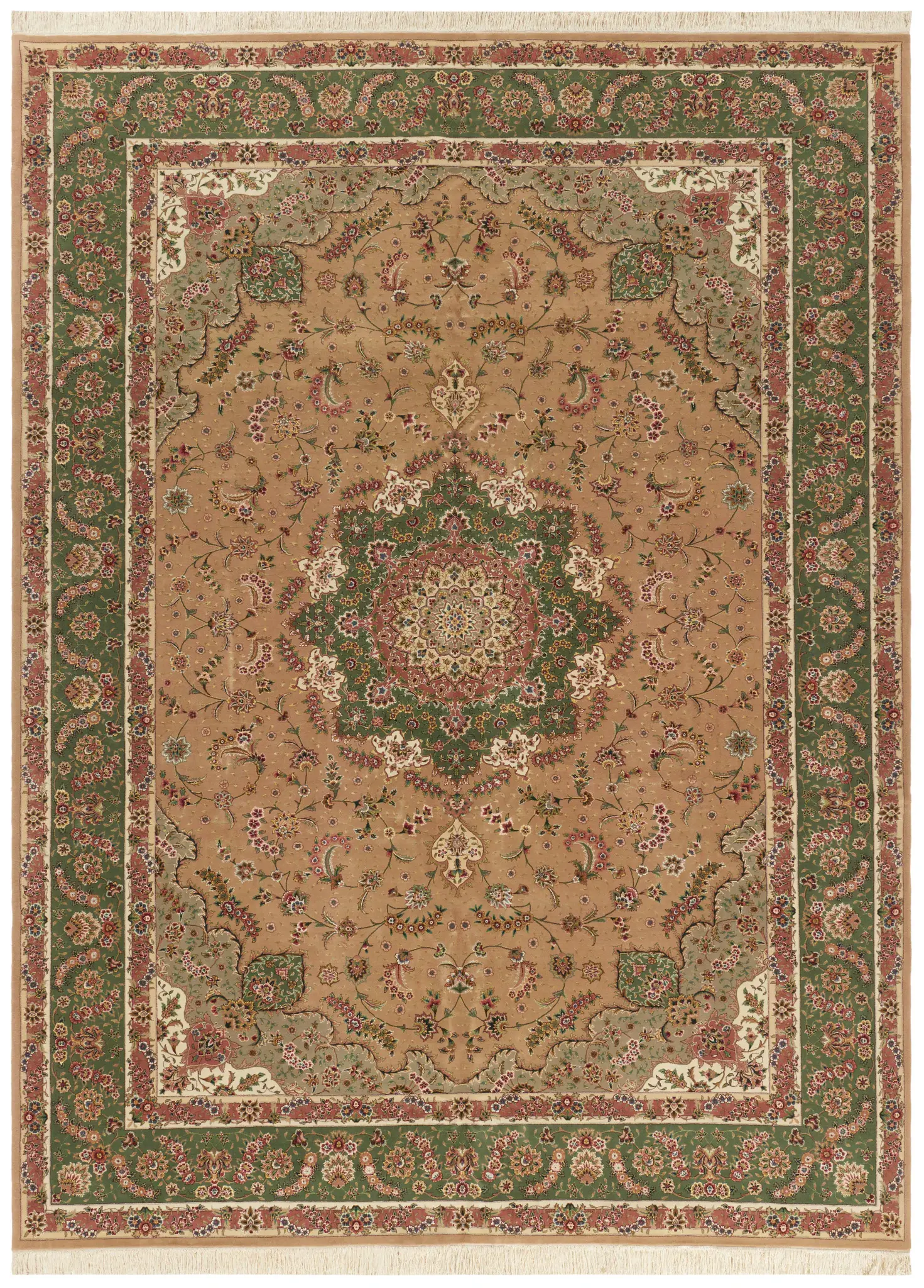 Tabriz Floral Traditional Medallion Hand-Knotted Wool Rug