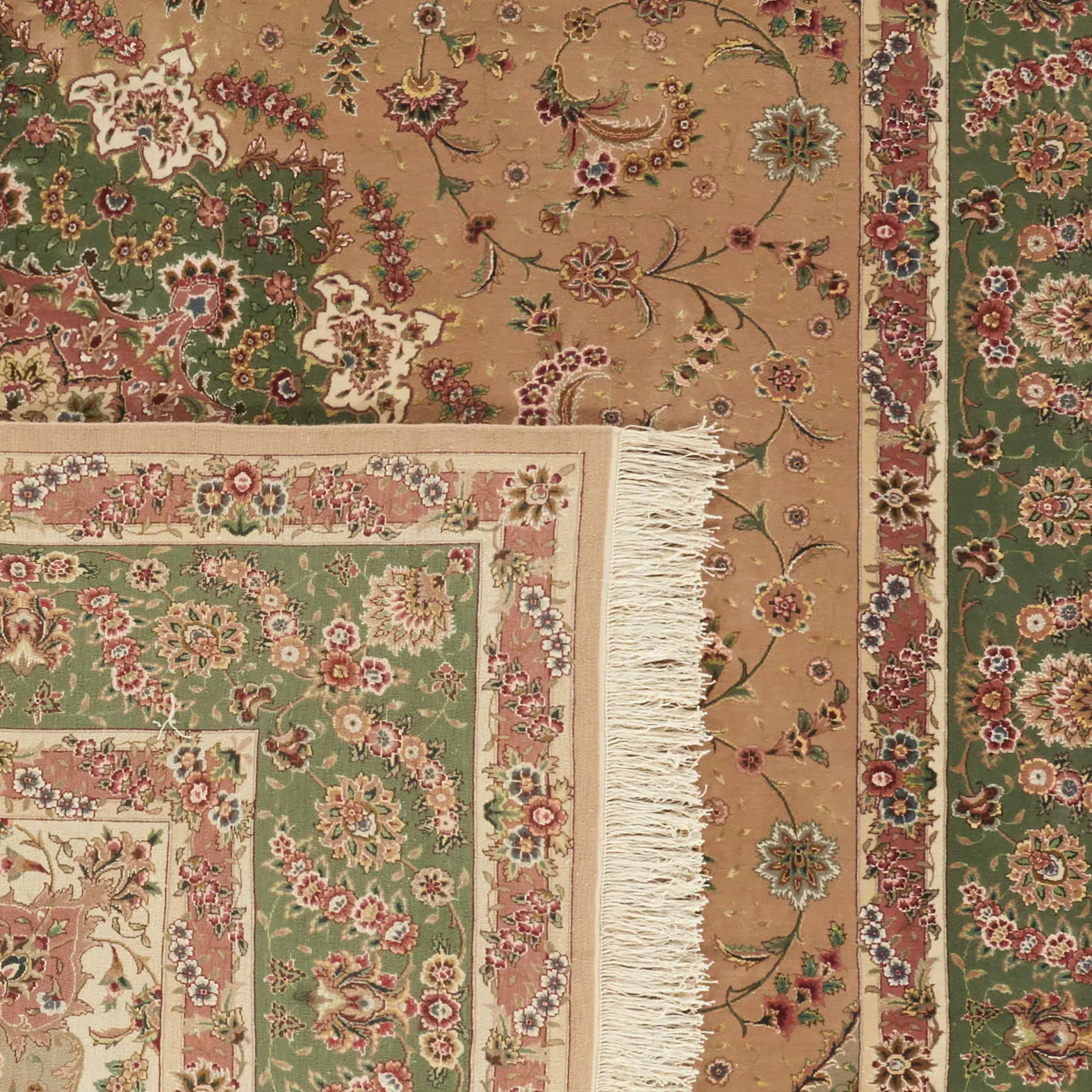 Tabriz Floral Traditional Medallion Hand-Knotted Wool Rug