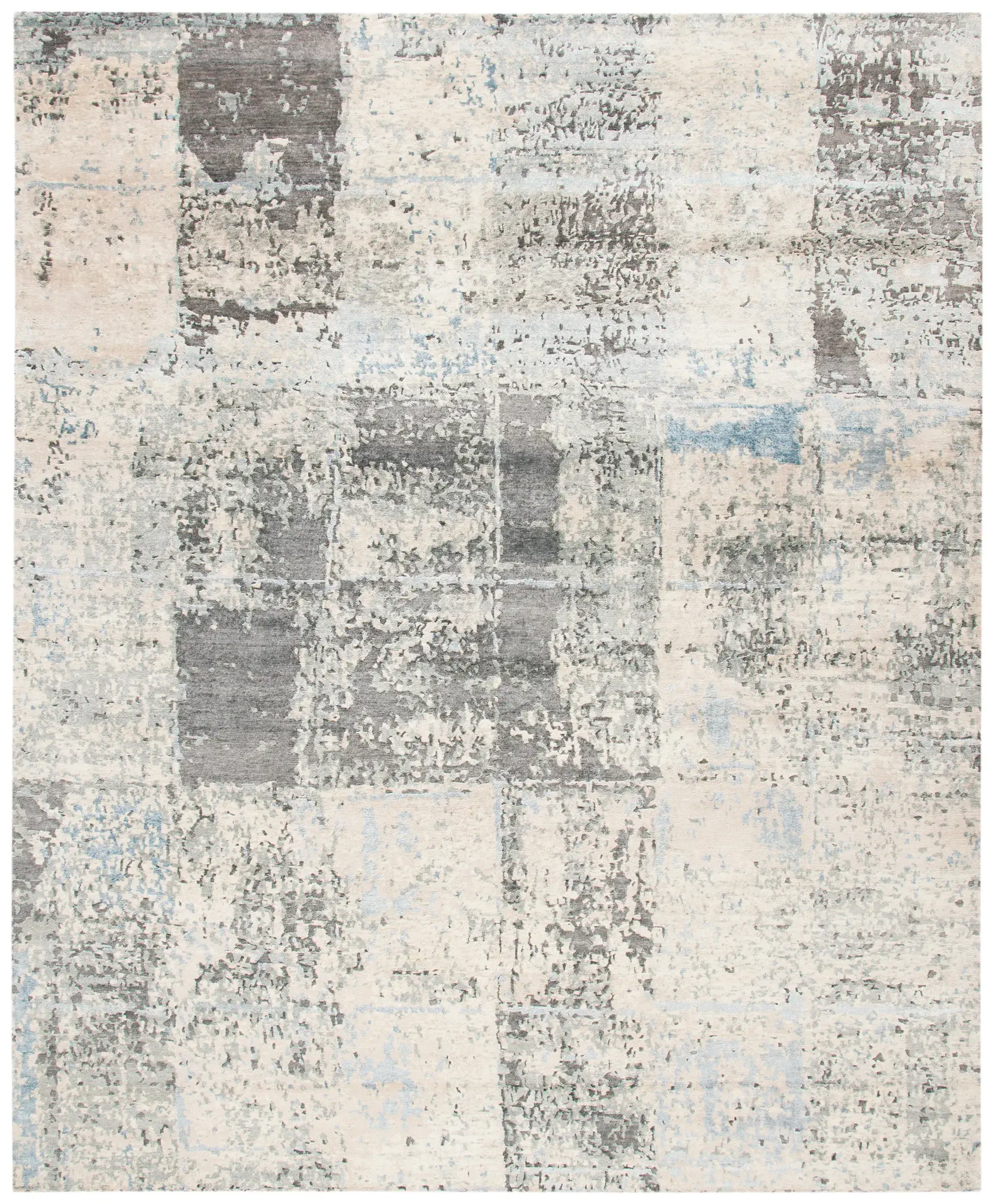 Tiffany Distressed Grid Hand-Knotted Rug
