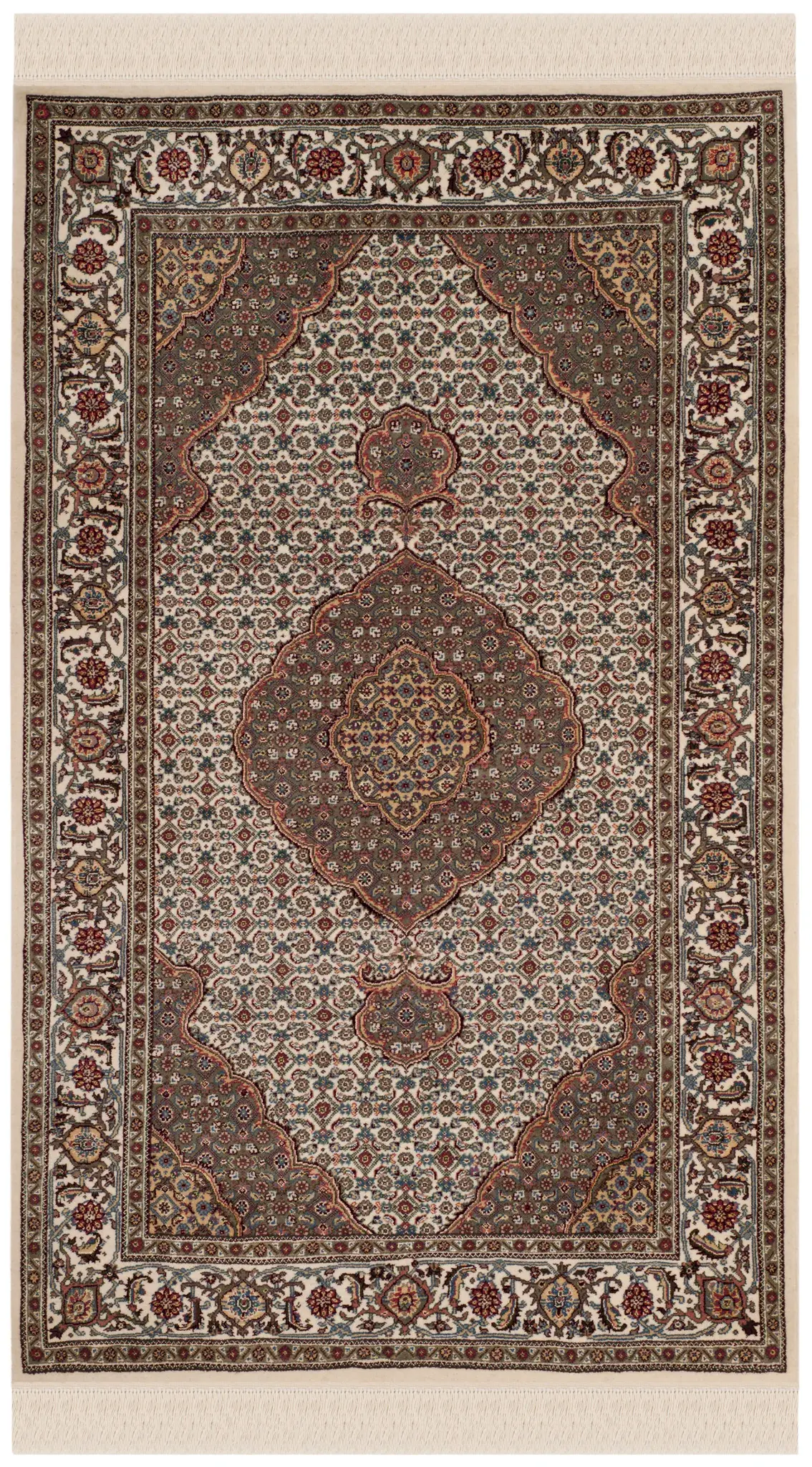 Tabriz Herati Floral Medallion Hand-Knotted Silk Rug