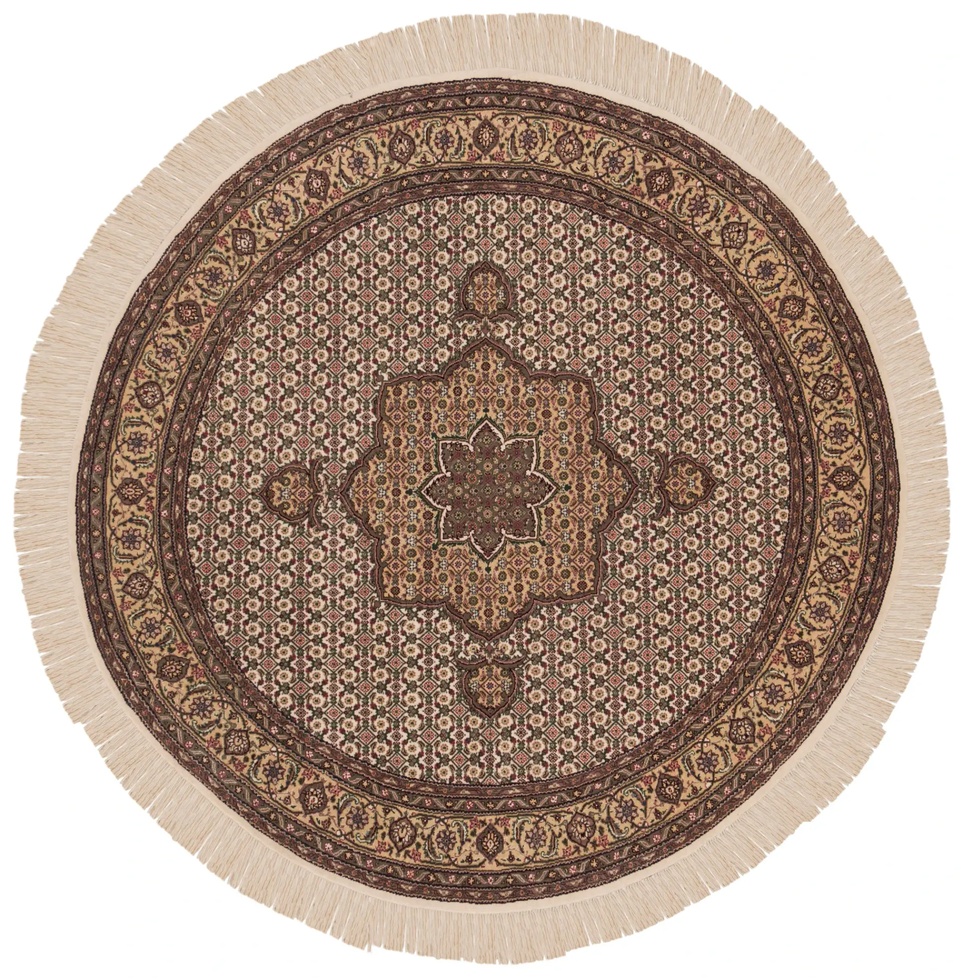 Tabriz Herati Floral Medallion Hand-Knotted Silk Rug