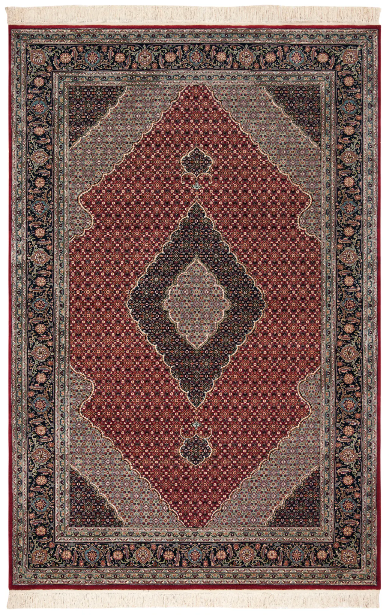 Tabriz Herati Traditional Medallion Fringe Rug