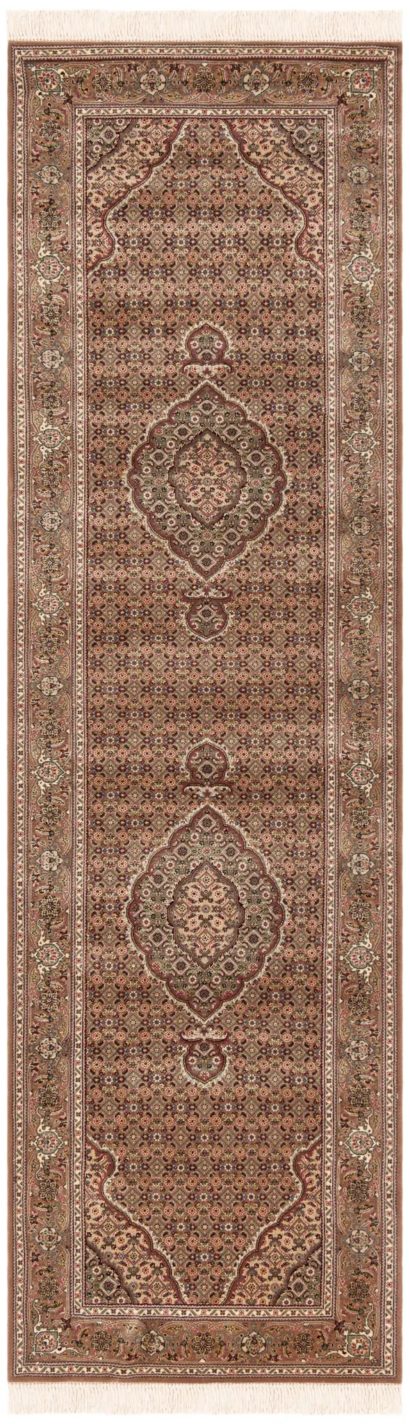 Tabriz Herati Oval Medallion Hand-Knotted Silk Rug