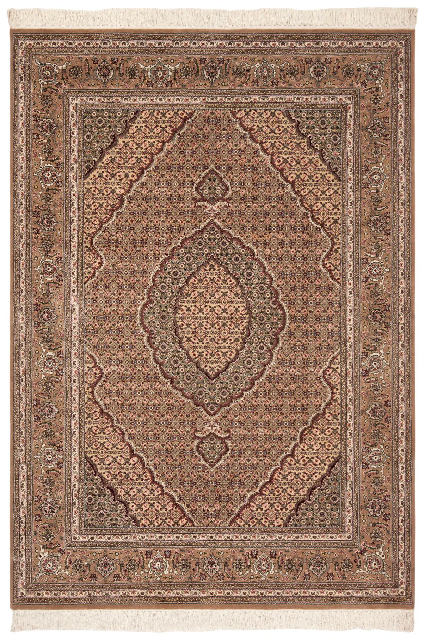 Tabriz Herati Oval Medallion Hand-Knotted Silk Rug