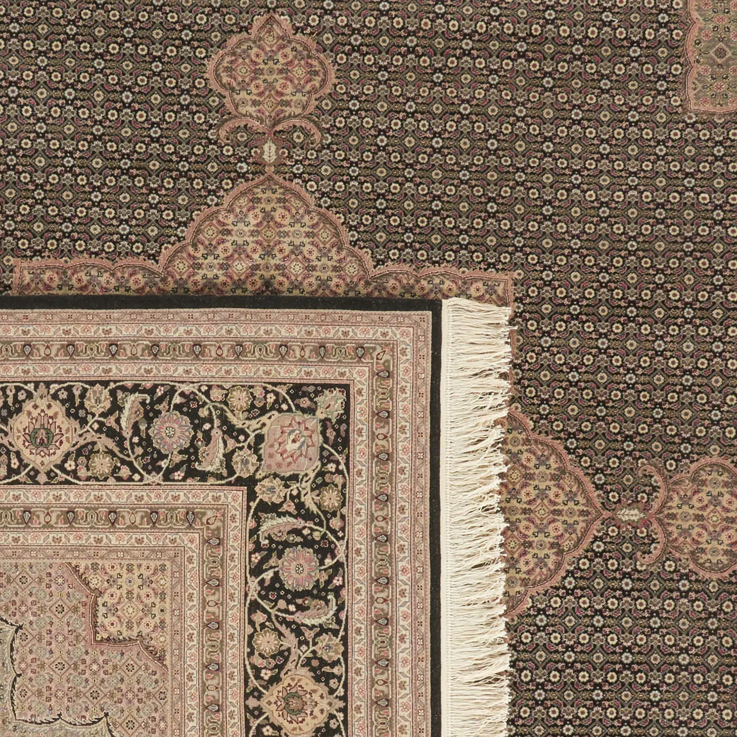 Tabriz Herati Star Medallion Hand-Knotted Silk Rug