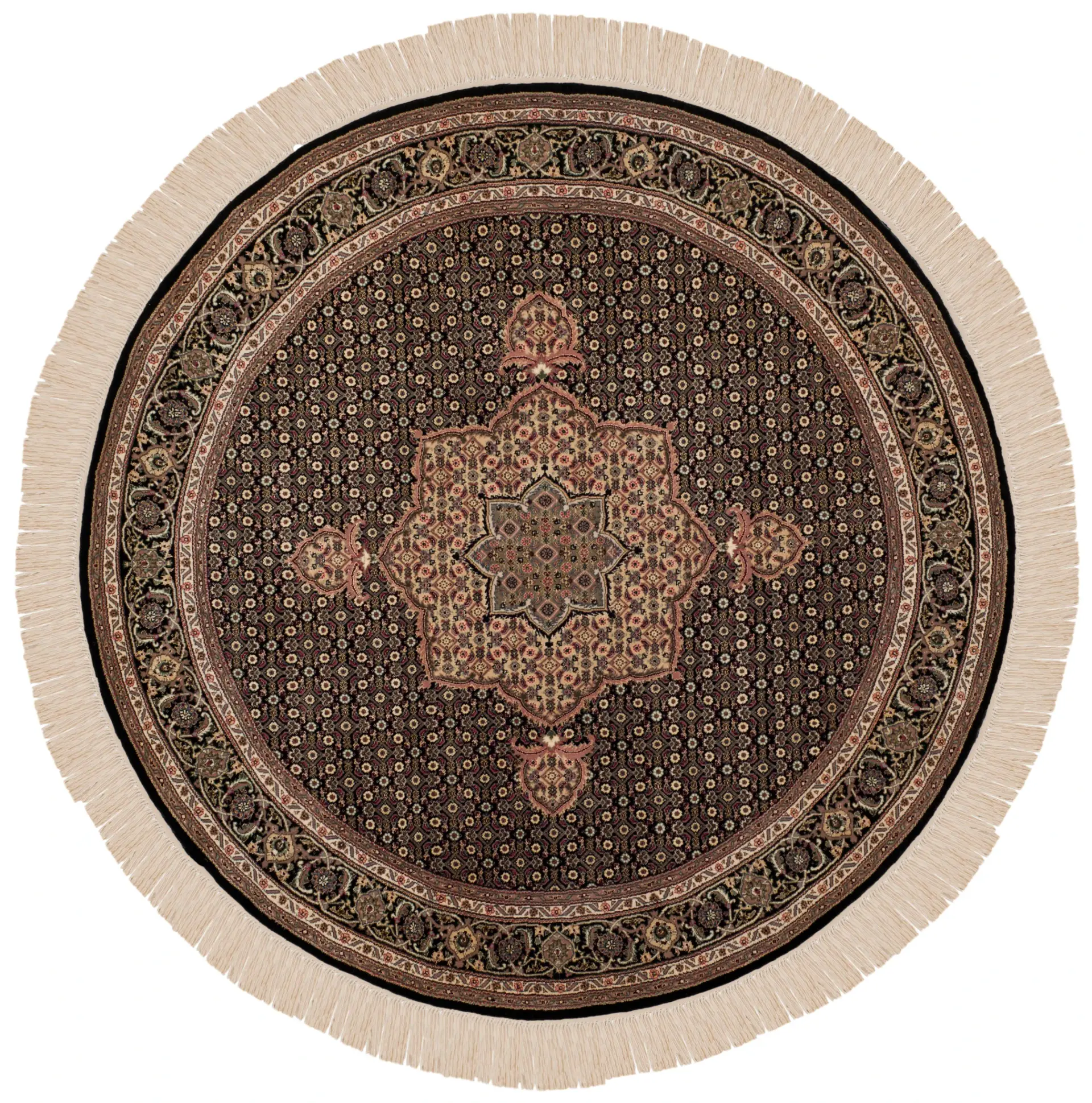 Tabriz Herati Star Medallion Hand-Knotted Silk Rug