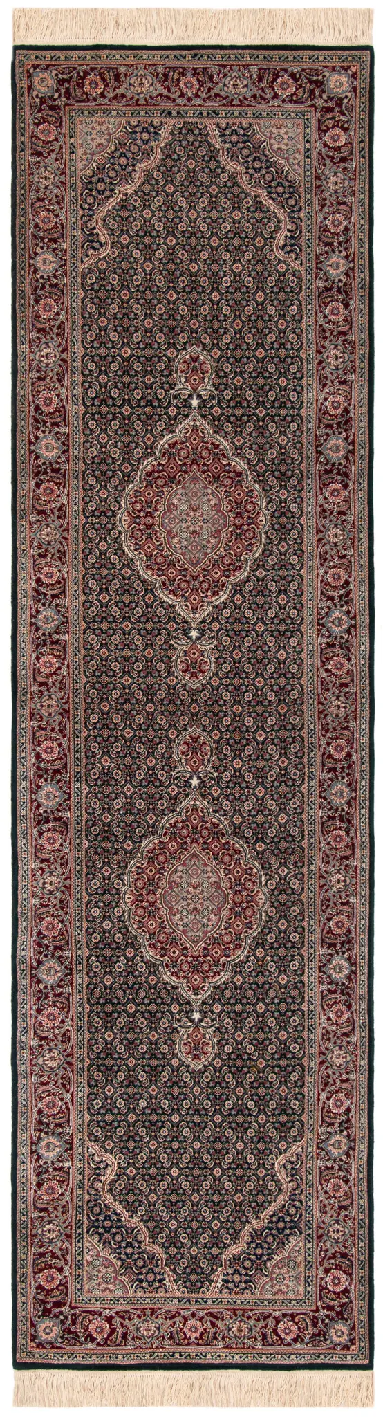 Tabriz Herati Floral Medallion Hand-Knotted Silk Rug