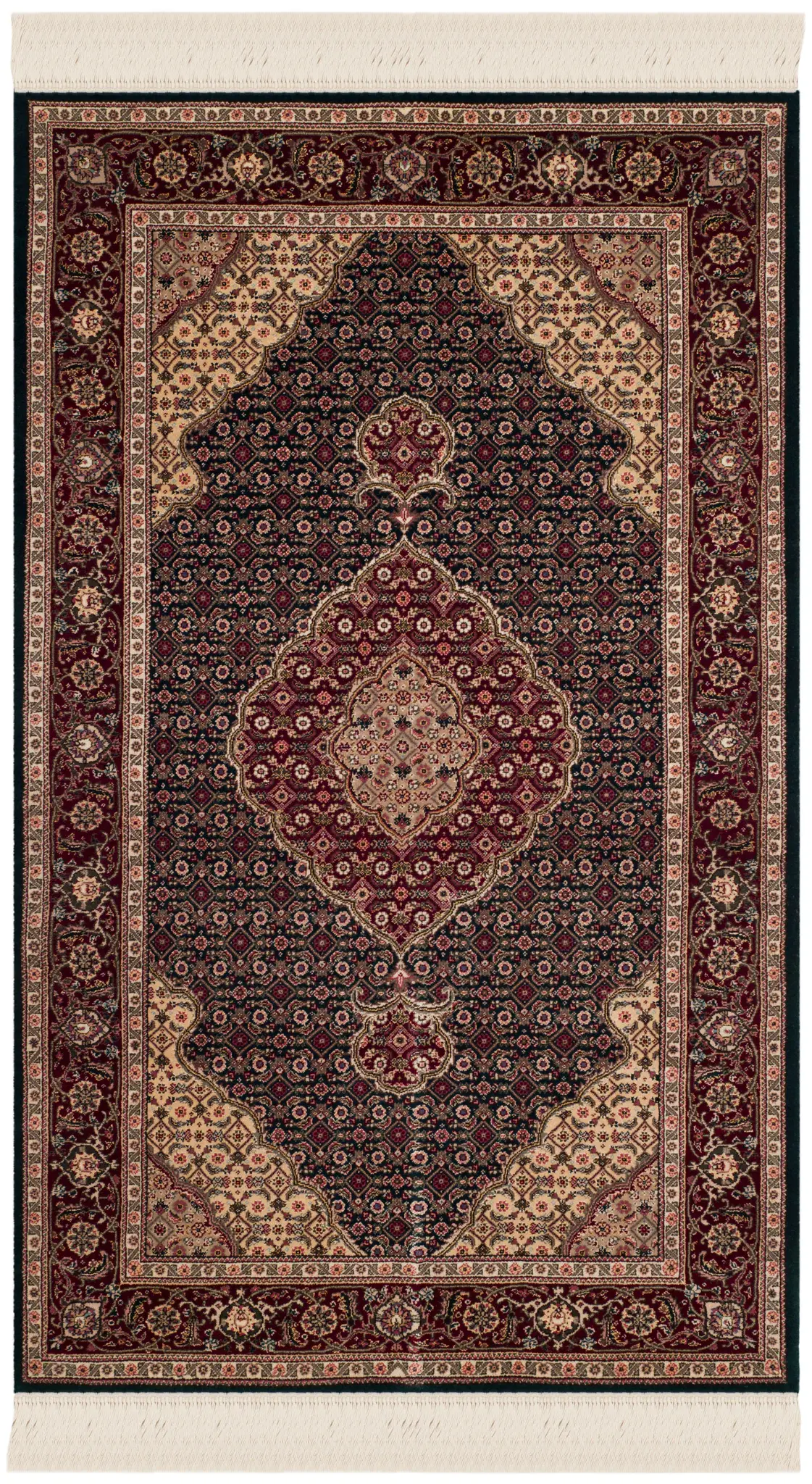 Tabriz Herati Floral Medallion Hand-Knotted Silk Rug