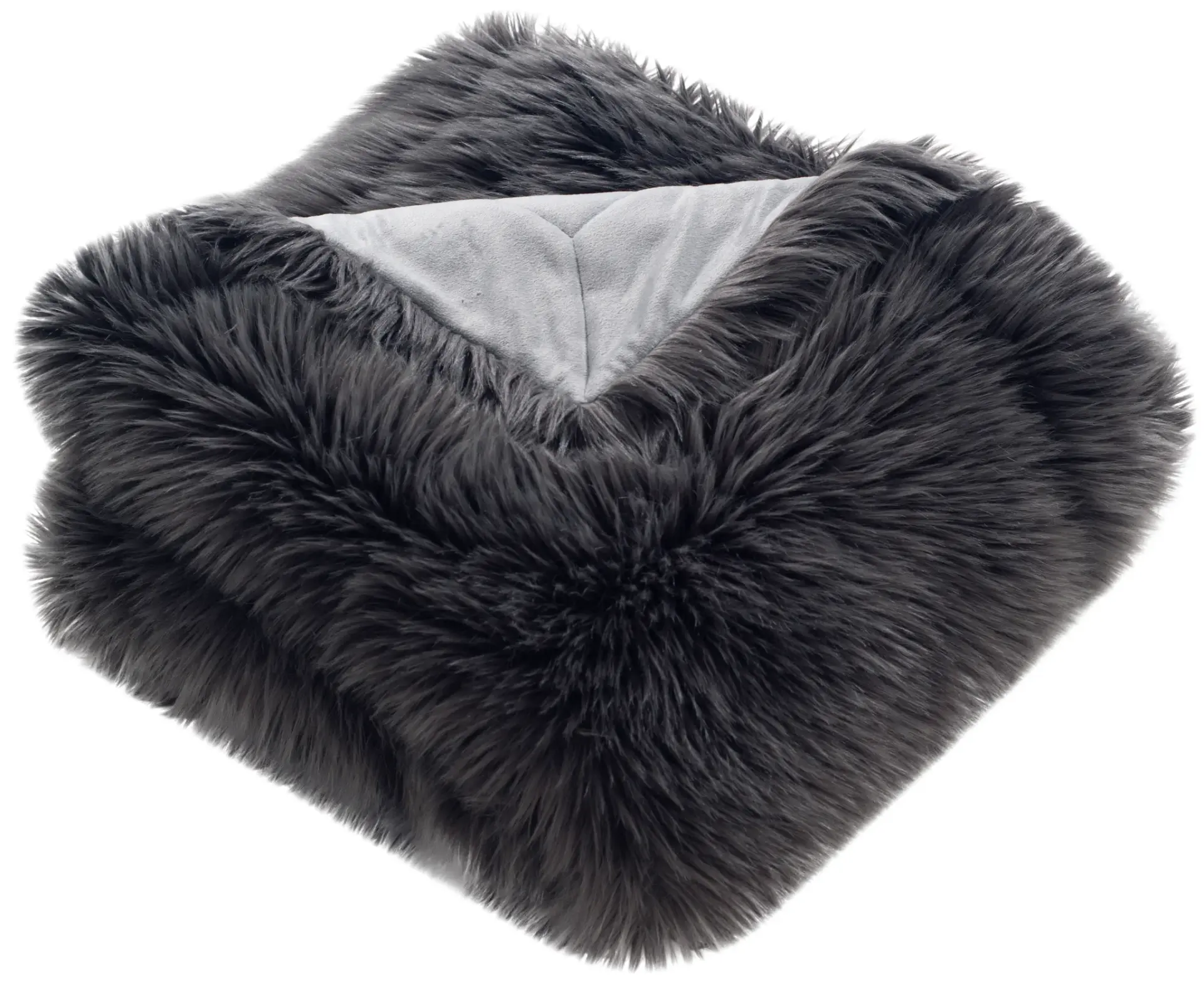 Faux Grey Shadow Fox Throw