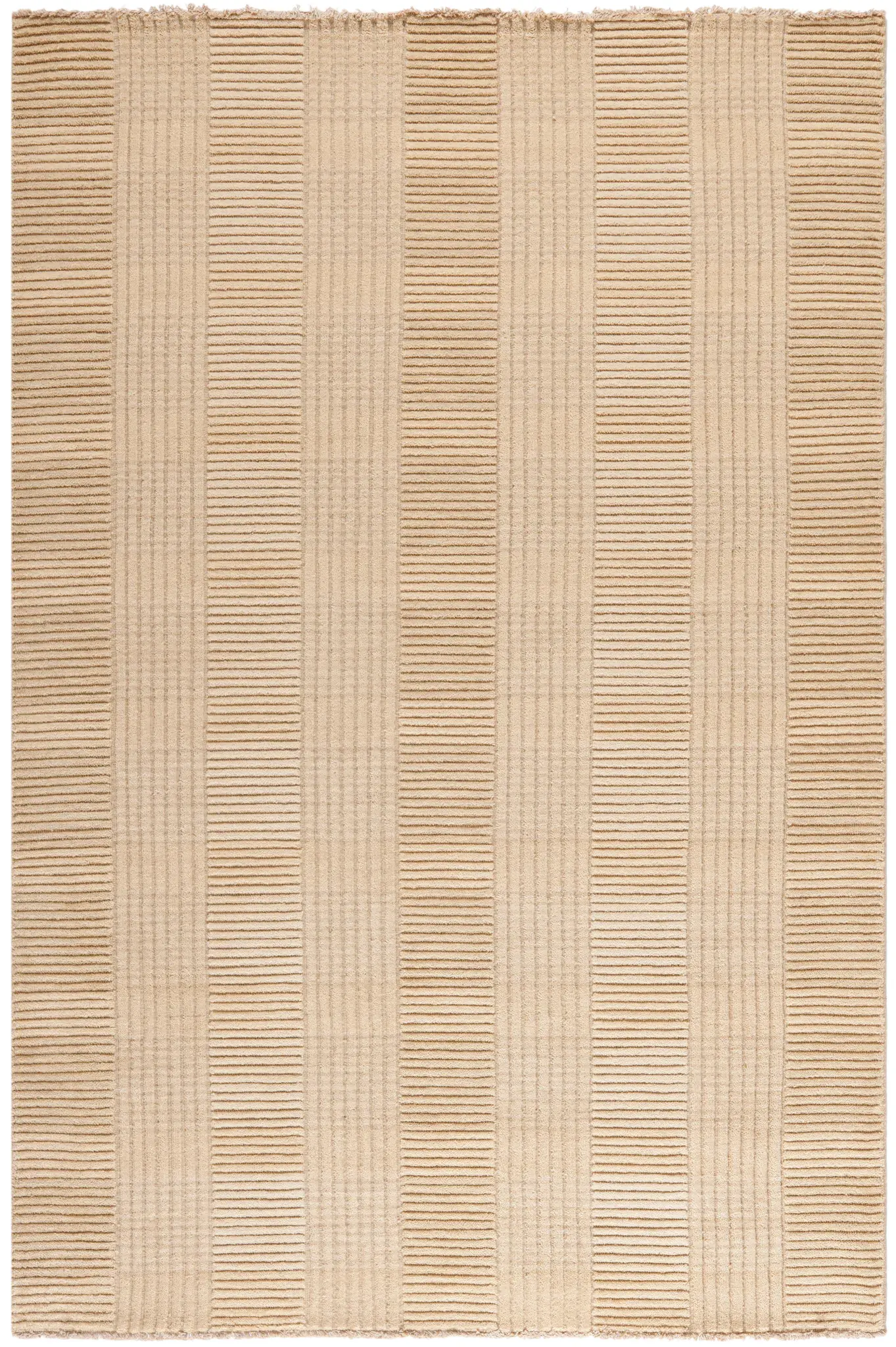 Tibetan Ribbed Grid Hand-Loomed Wool Rug