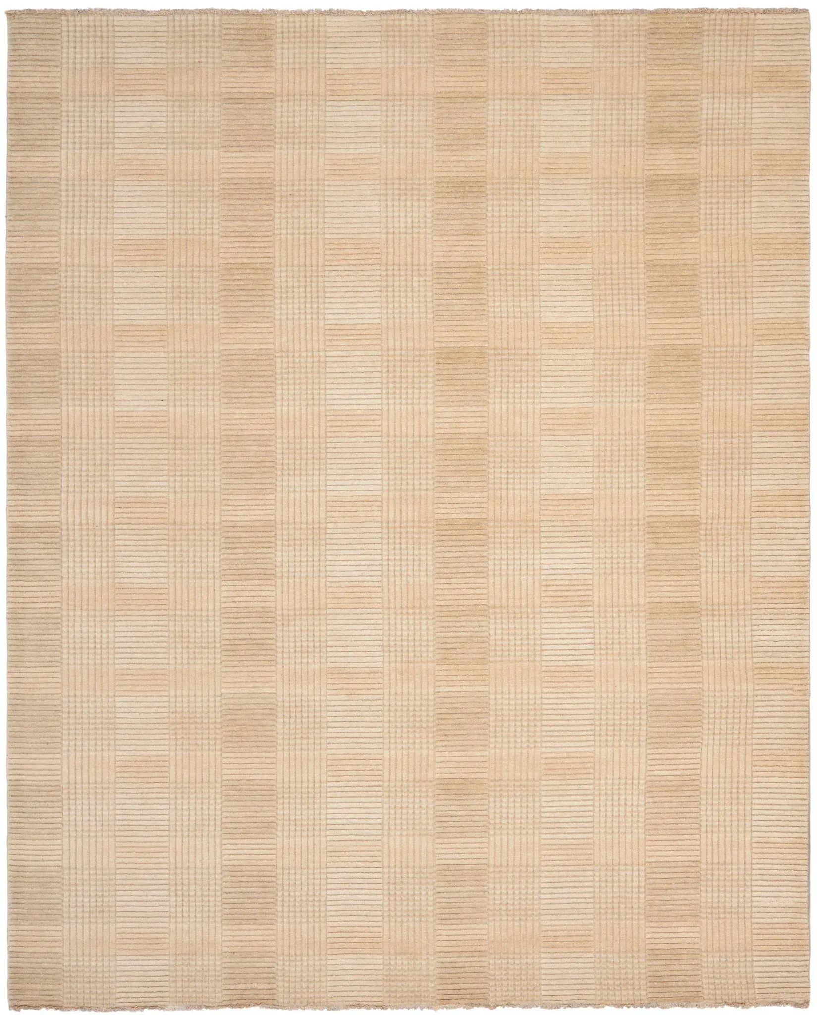 Tibetan Ribbed Grid Hand-Loomed Wool Rug