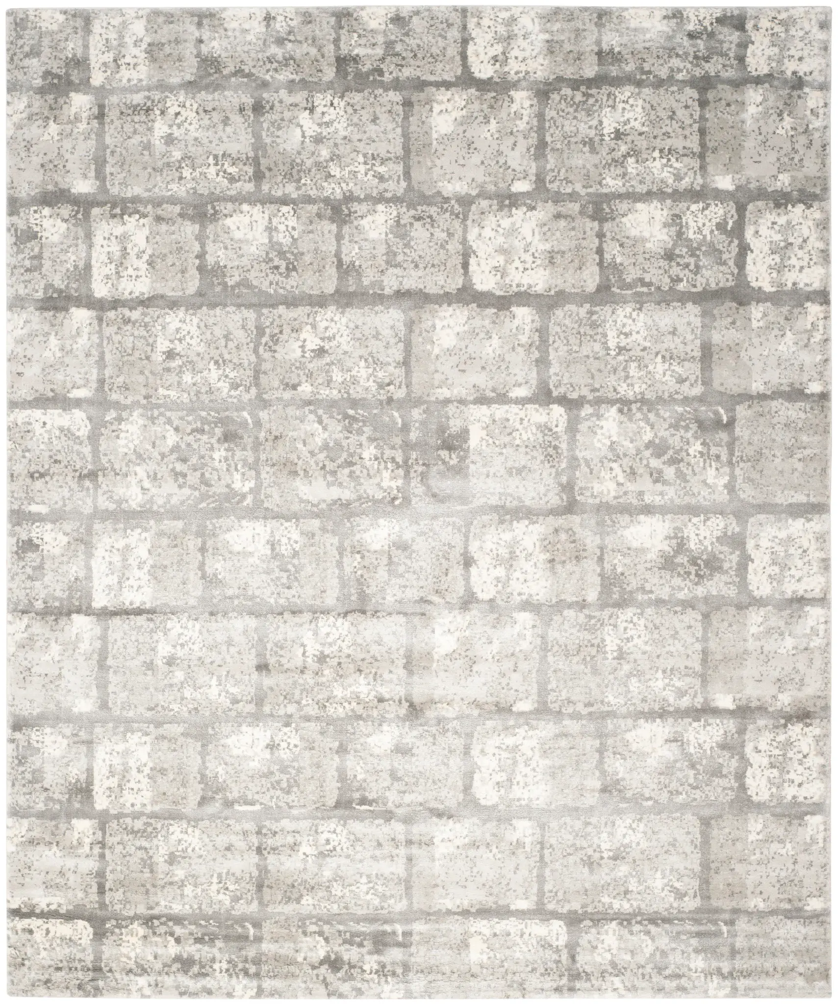 Tibetan Brick Grid Hand-Loomed Viscose Rug