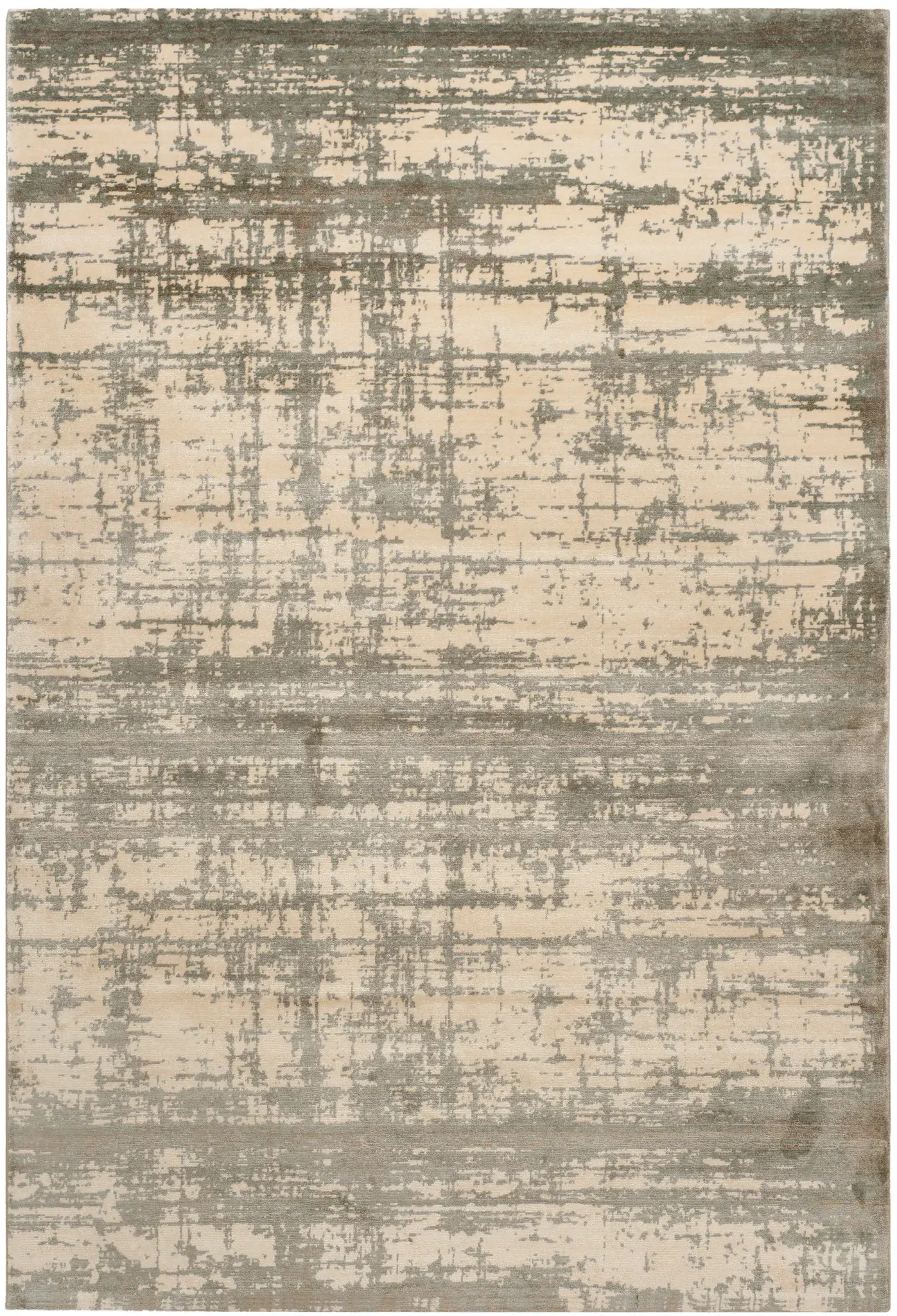 Tibetan Distressed Grid Hand-Loomed Viscose Rug