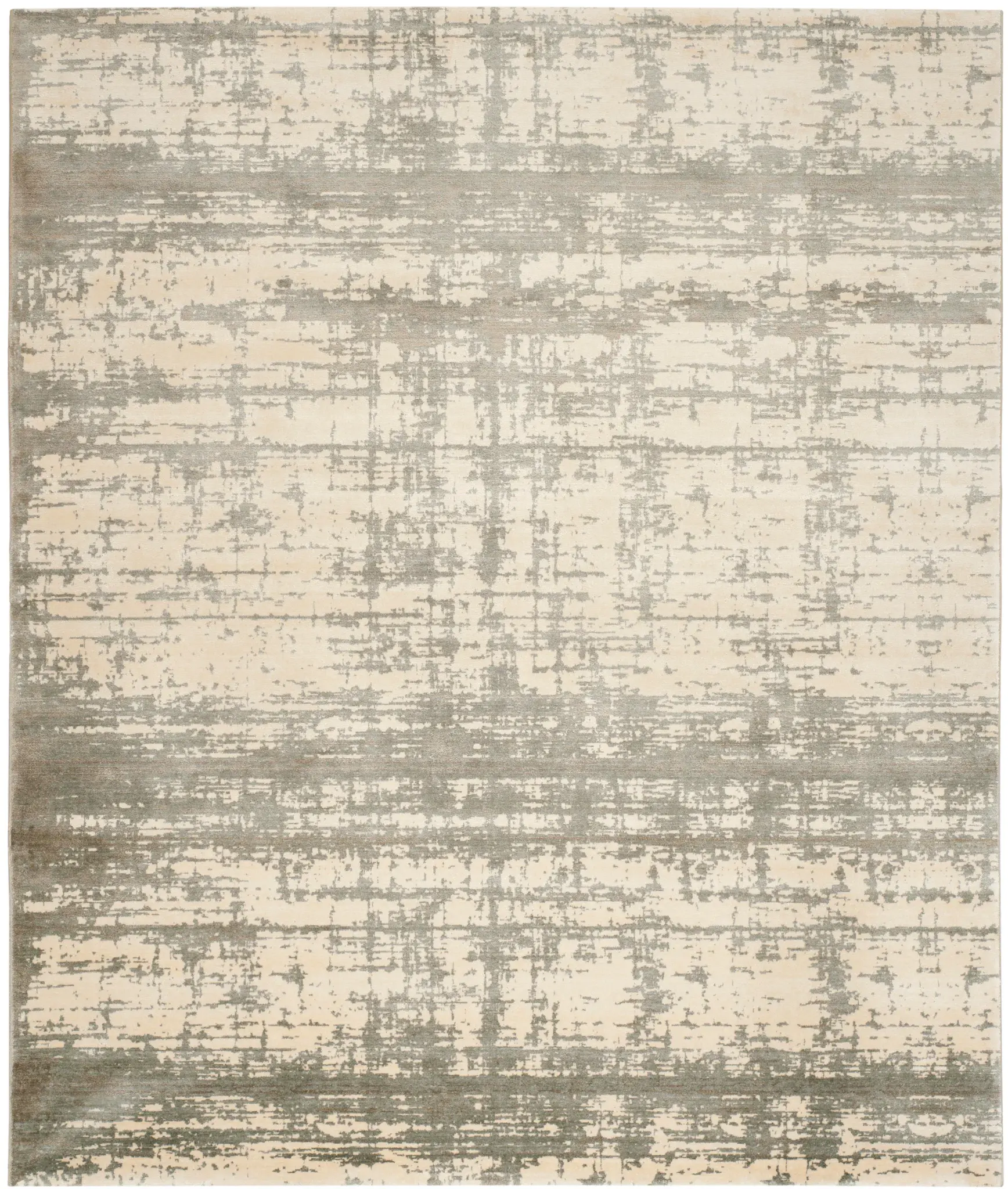 Tibetan Distressed Grid Hand-Loomed Viscose Rug