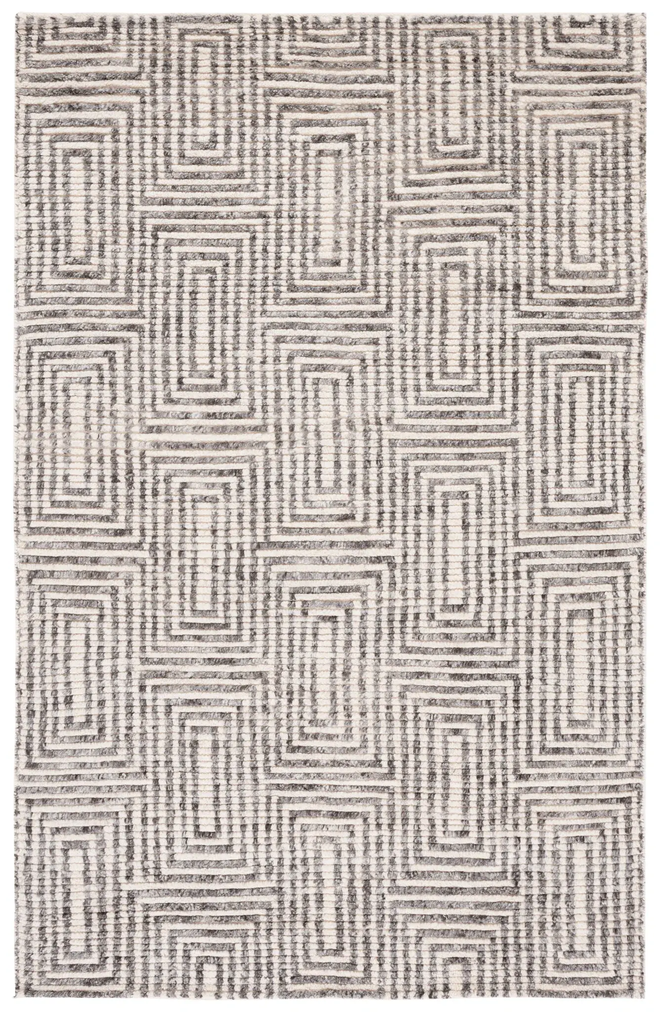 Tibetan Modern Nested Box Hand-Knotted Wool Rug