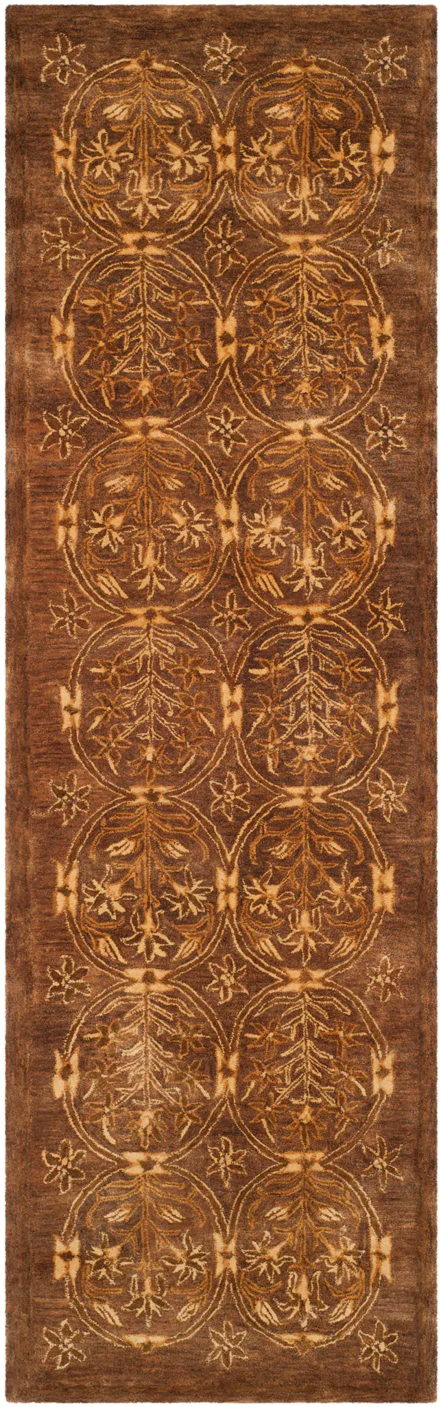 Taj Mahal Floral Medallion Round Hand-Knotted Wool Rug