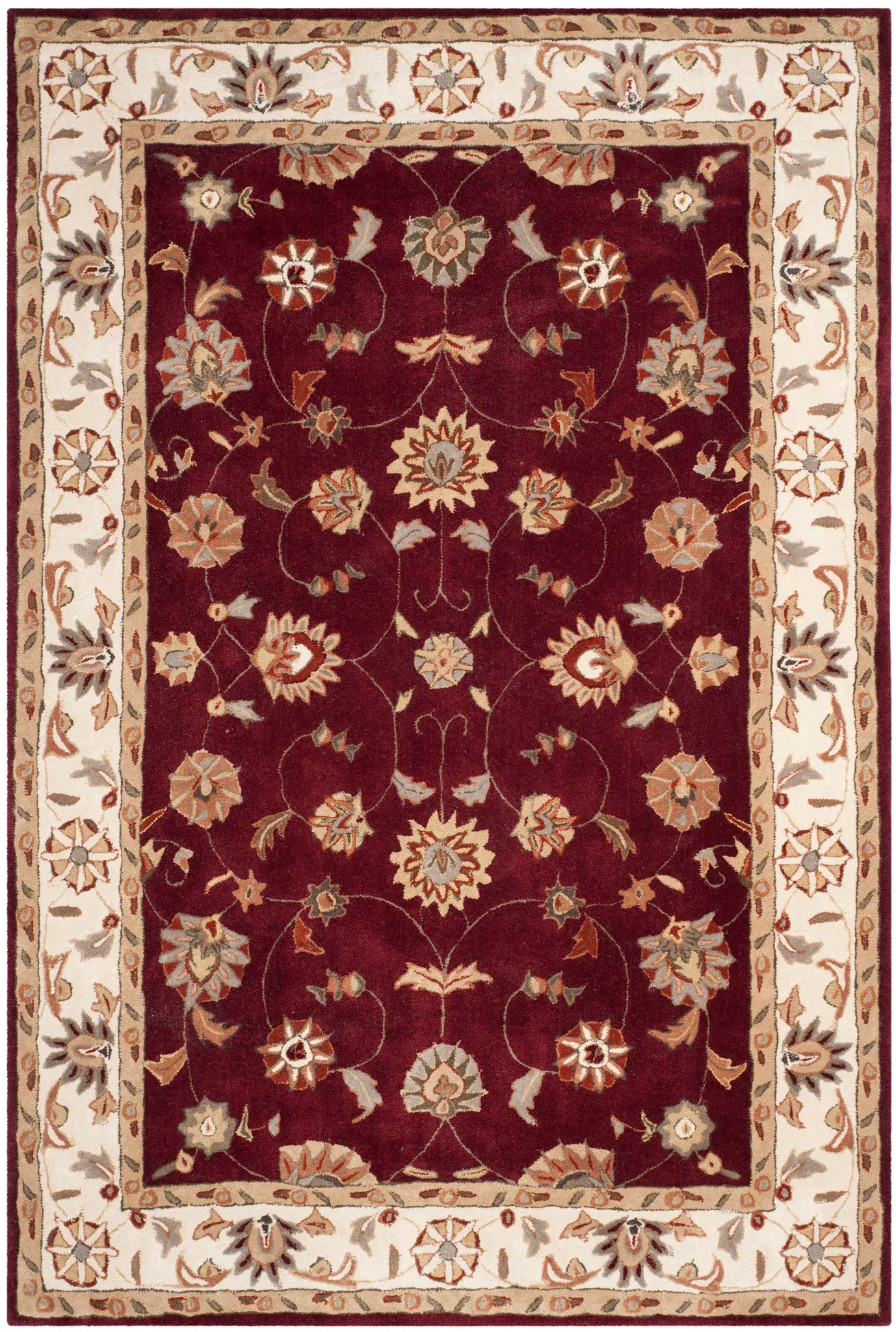 Total Performance Floral Border Hand-Hooked Rug