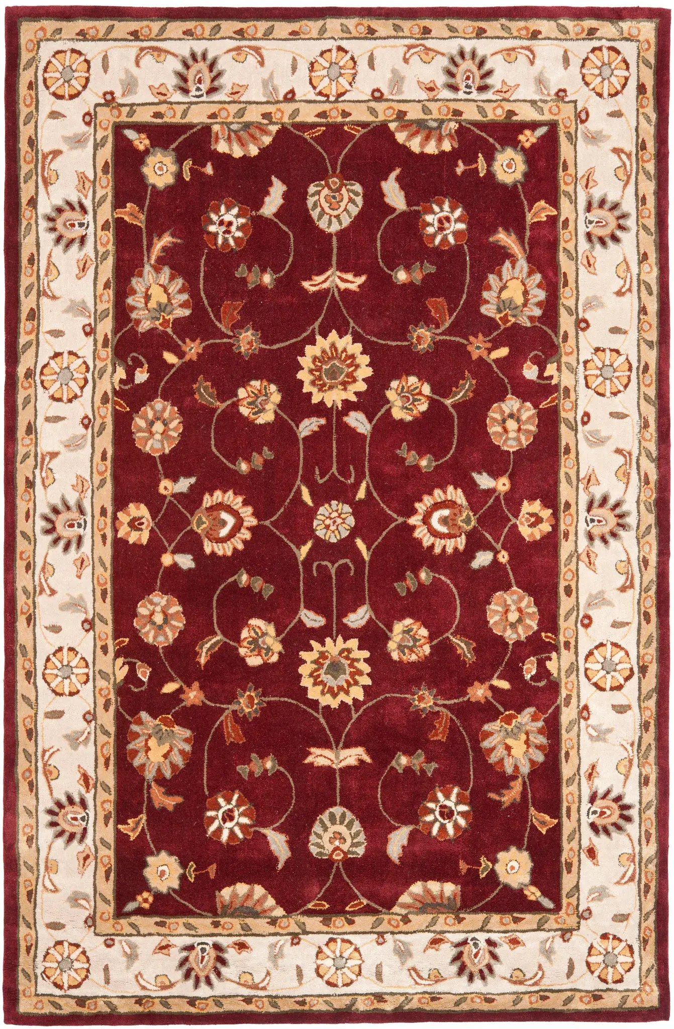 Total Performance Floral Border Hand-Hooked Rug