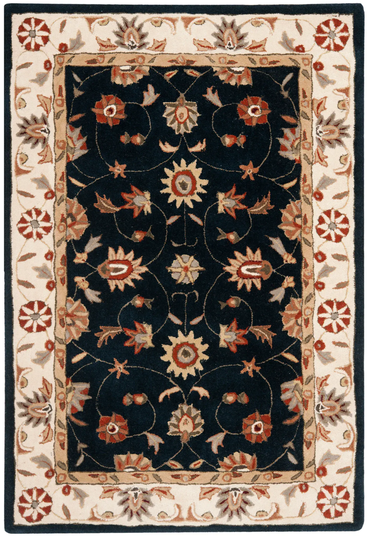 Total Performance Floral Border Hand-Hooked Rug