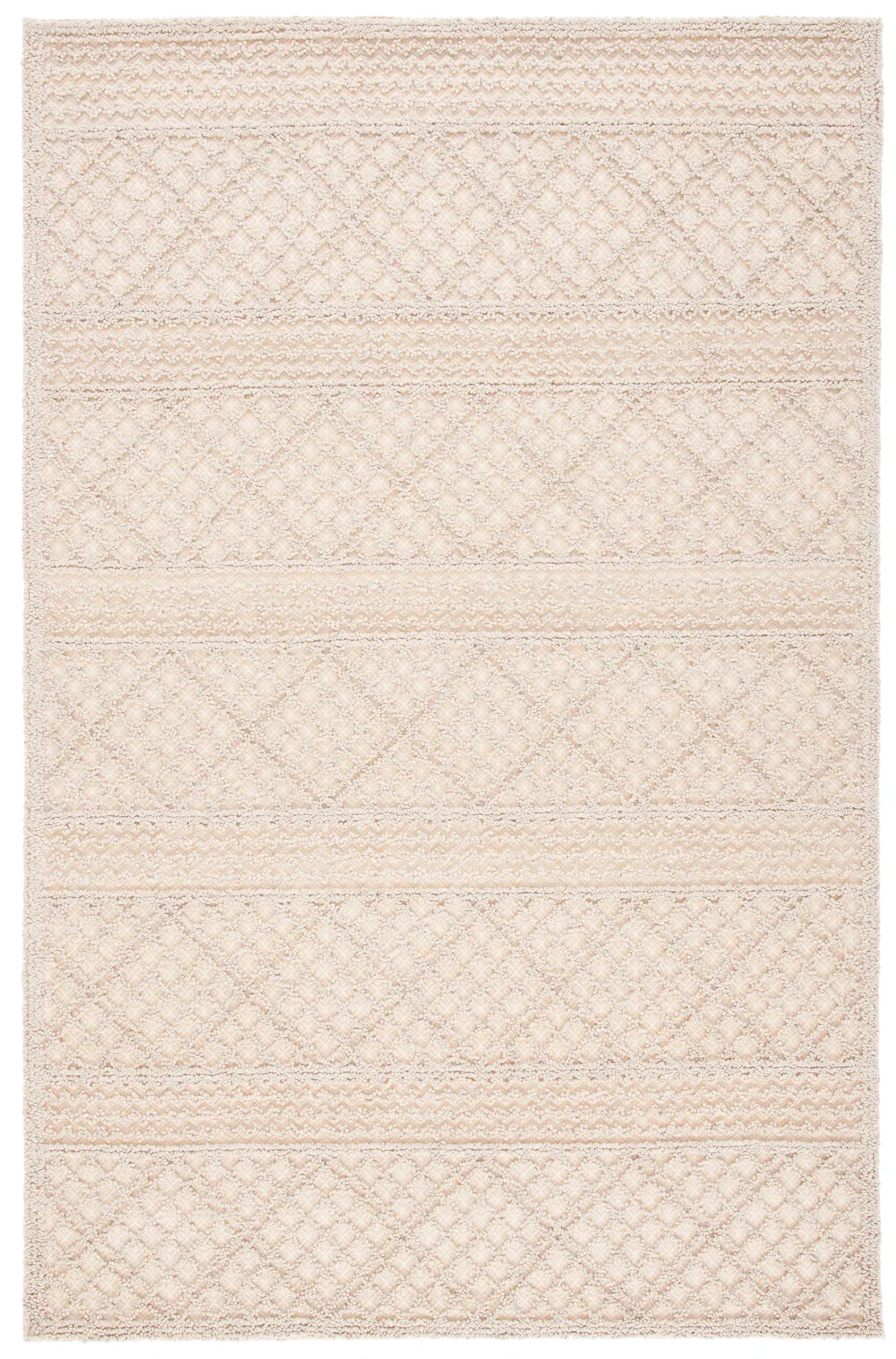 Trace Banded Diamond Hand-Tufted Wool Blend Rug