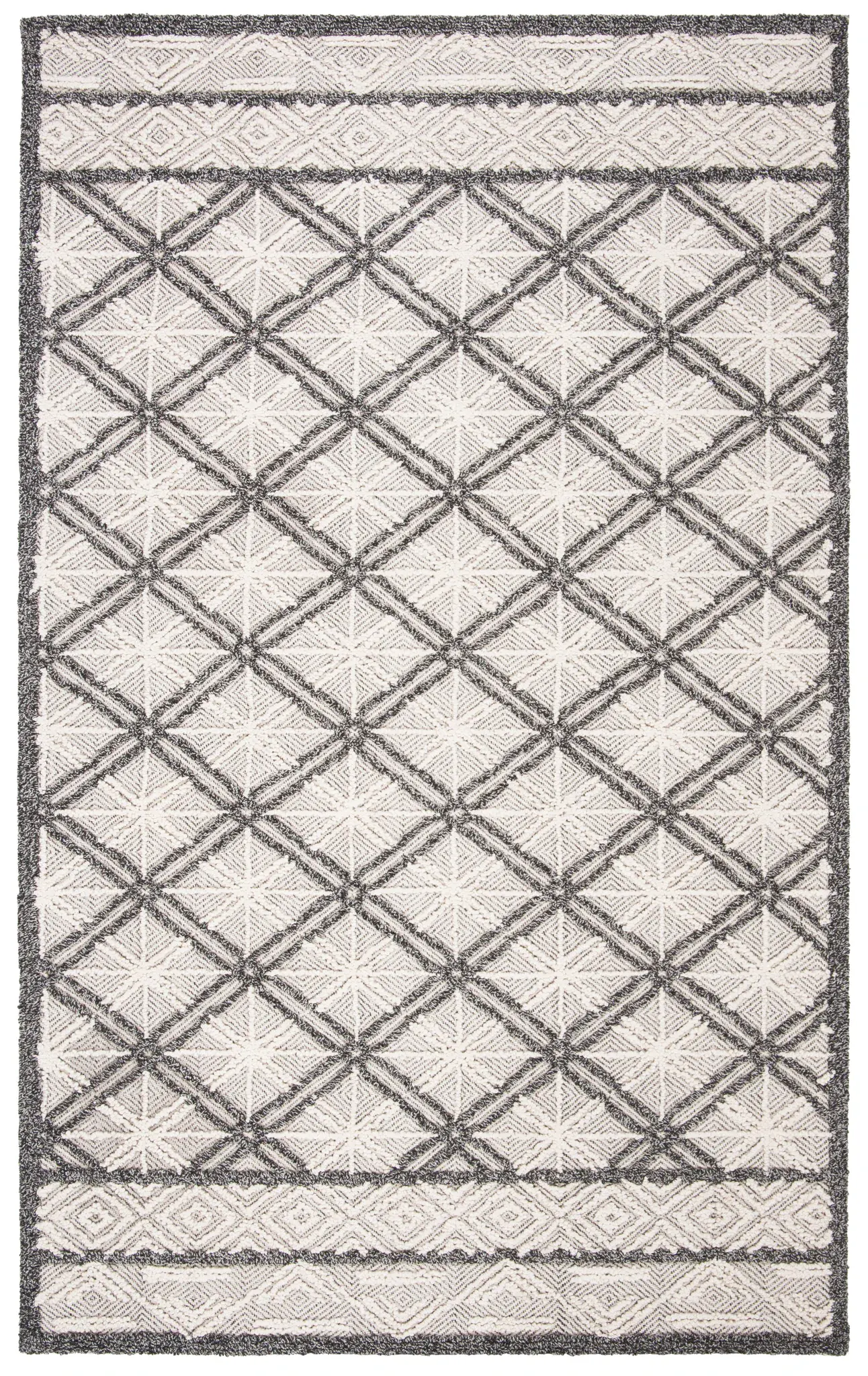 Trace Bordered Diamond Trellis Hand-Tufted Wool Blend Rug
