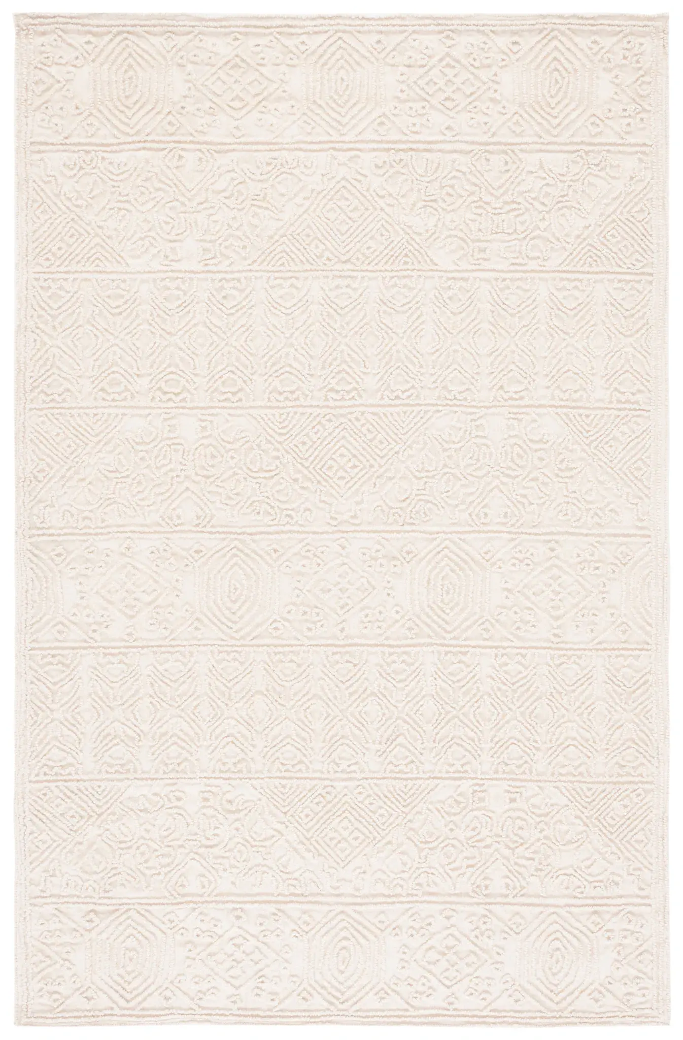 Trace Banded Geometric Hand-Tufted Wool Rug