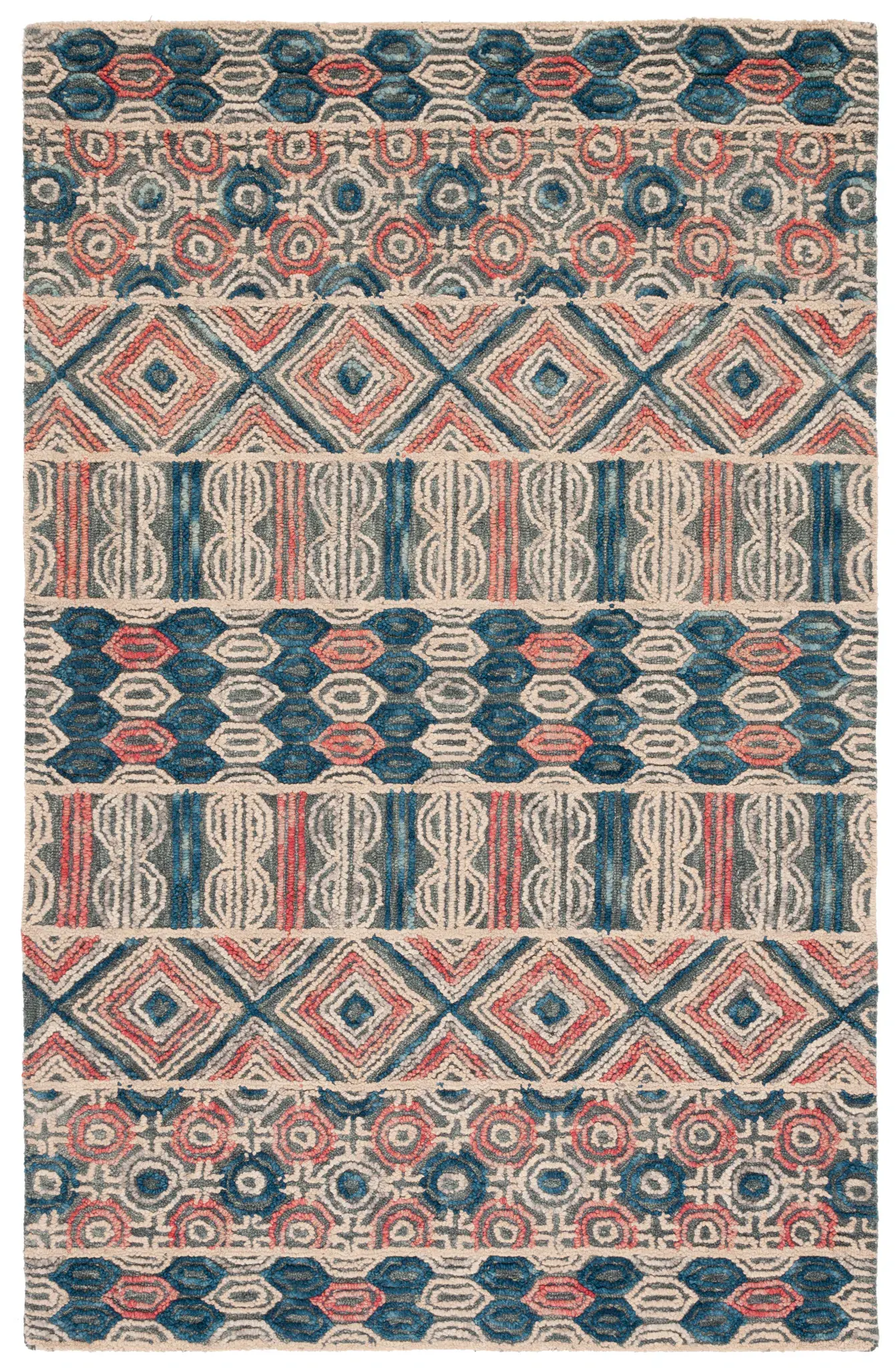 Trace Banded Tribal Hand-Tufted Wool Rug
